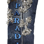Dolce & Gabbana Blue Cotton Rhinestone Embellish Denim Jeans