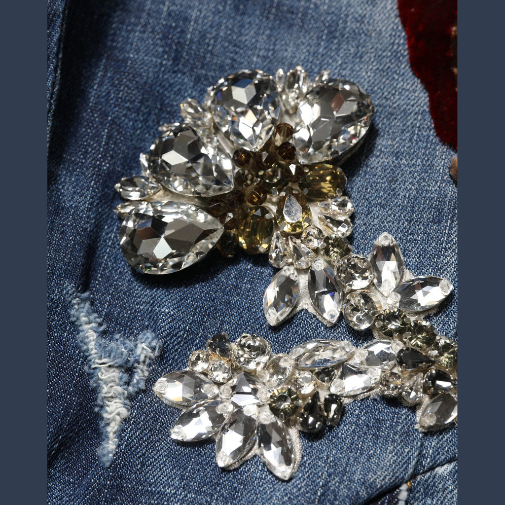 Dolce & Gabbana Blue Cotton Rhinestone Embellish Denim Jeans