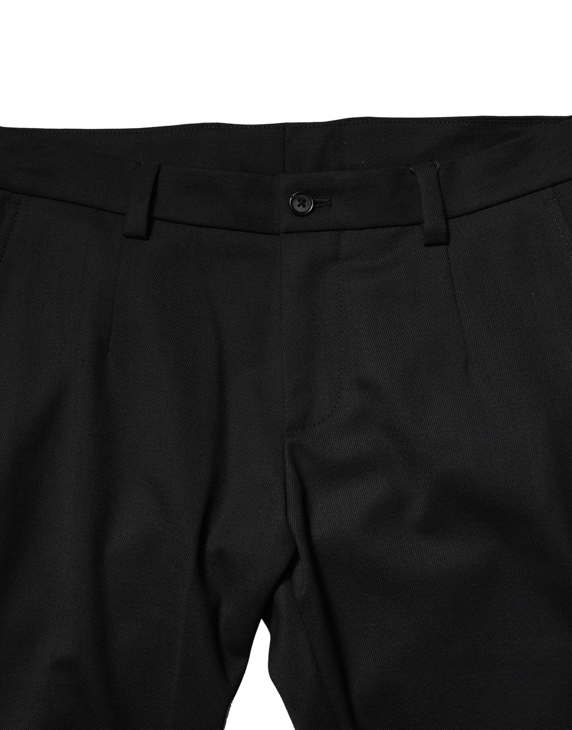 Dolce & Gabbana Black Wool Men Skinny Mid Waist Pants Dolce & Gabbana