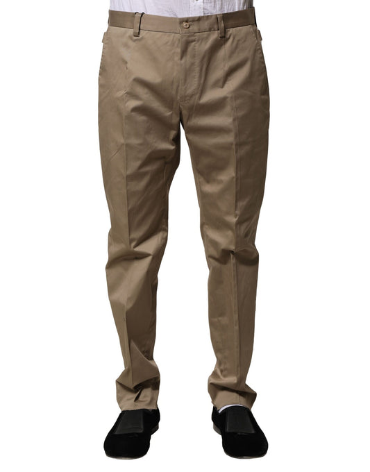 Dolce & Gabbana Brown Cotton Tapered Men Formal Pants Dolce & Gabbana
