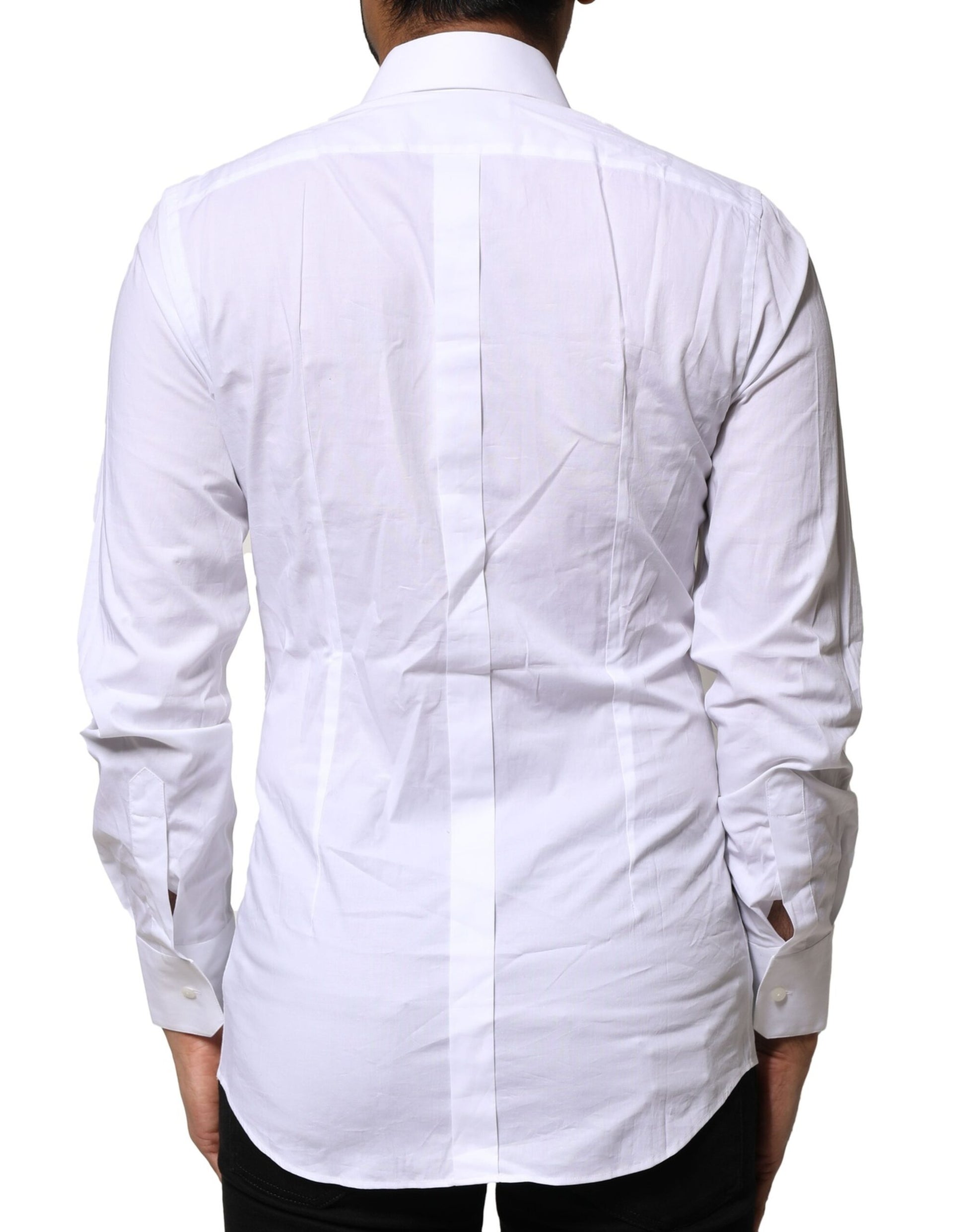 Dolce & Gabbana White Cotton GOLD Long Sleeves Dress Shirt Dolce & Gabbana