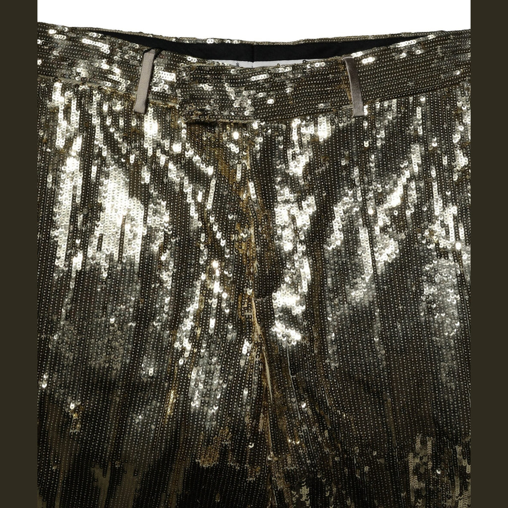 Dolce & Gabbana Gold Sequin Polyester Embellished Bermuda Shorts