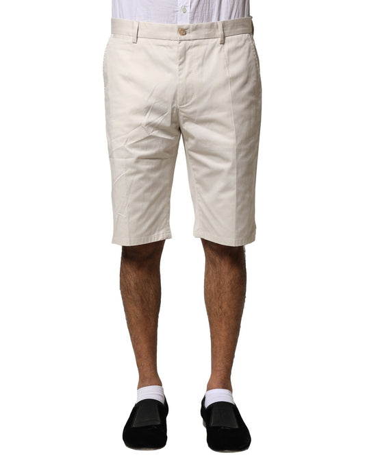 Dolce & Gabbana Beige Cotton Stretch Mid Waist Bermuda Shorts Dolce & Gabbana