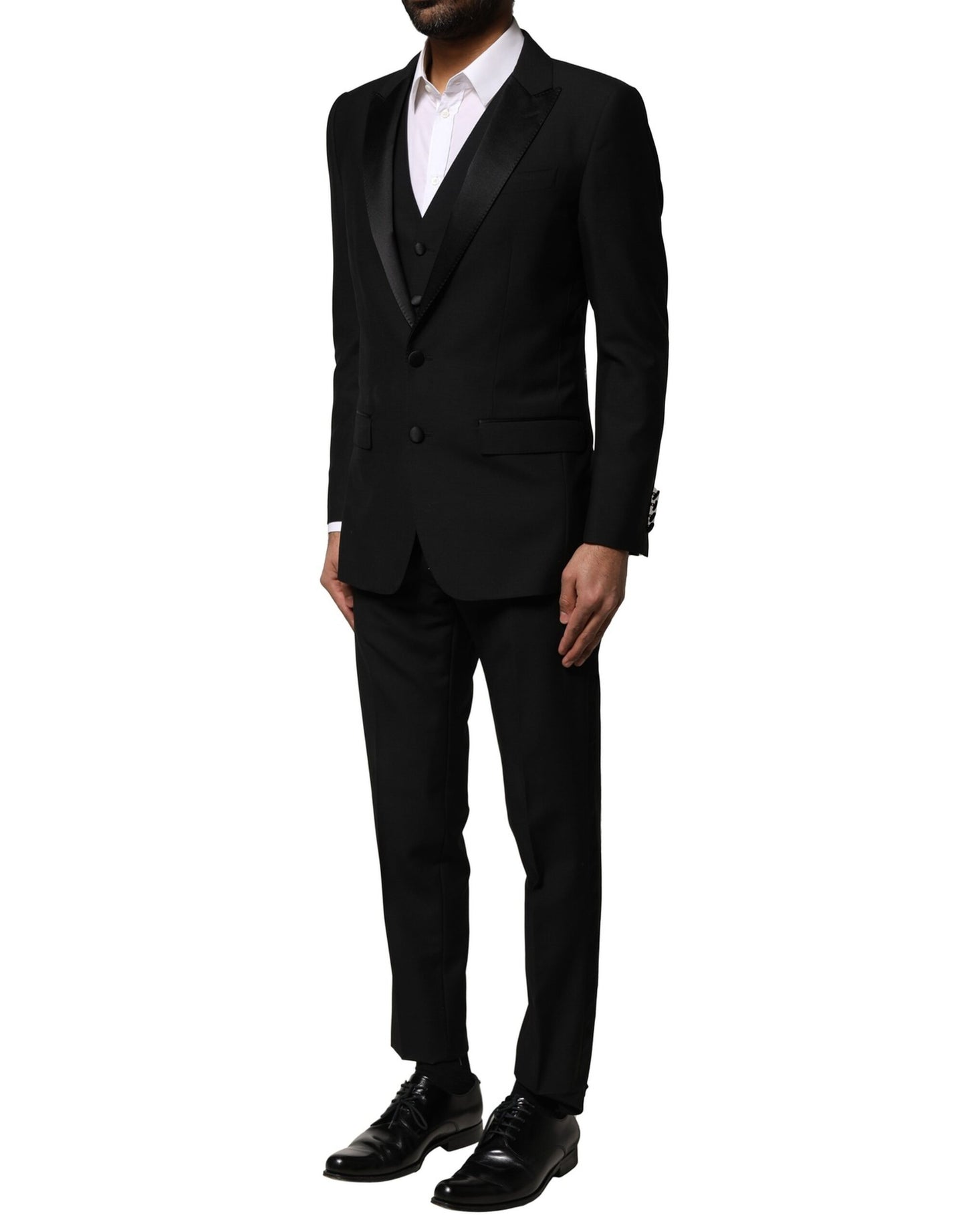 Dolce & Gabbana Black Wool 3 Piece Single Breasted Suit Dolce & Gabbana