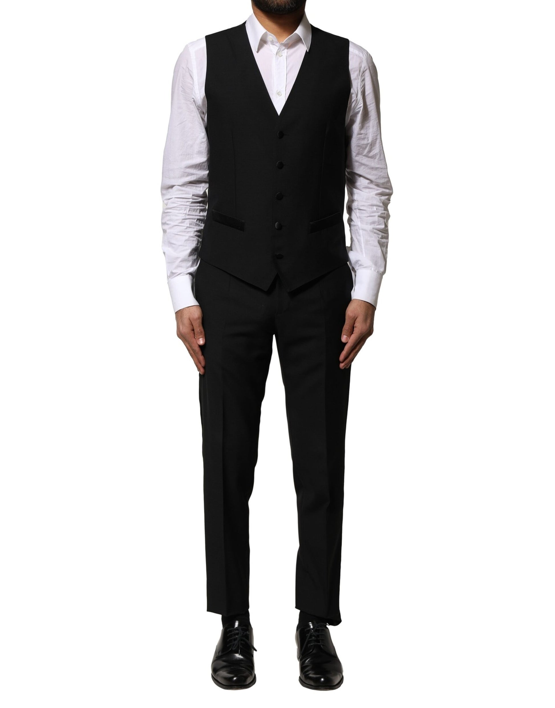 Dolce & Gabbana Black Wool 3 Piece Single Breasted Suit Dolce & Gabbana