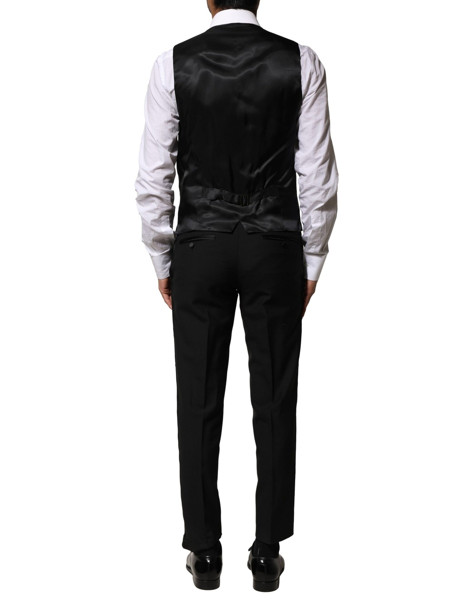 Dolce & Gabbana Black Wool 3 Piece Single Breasted Suit Dolce & Gabbana