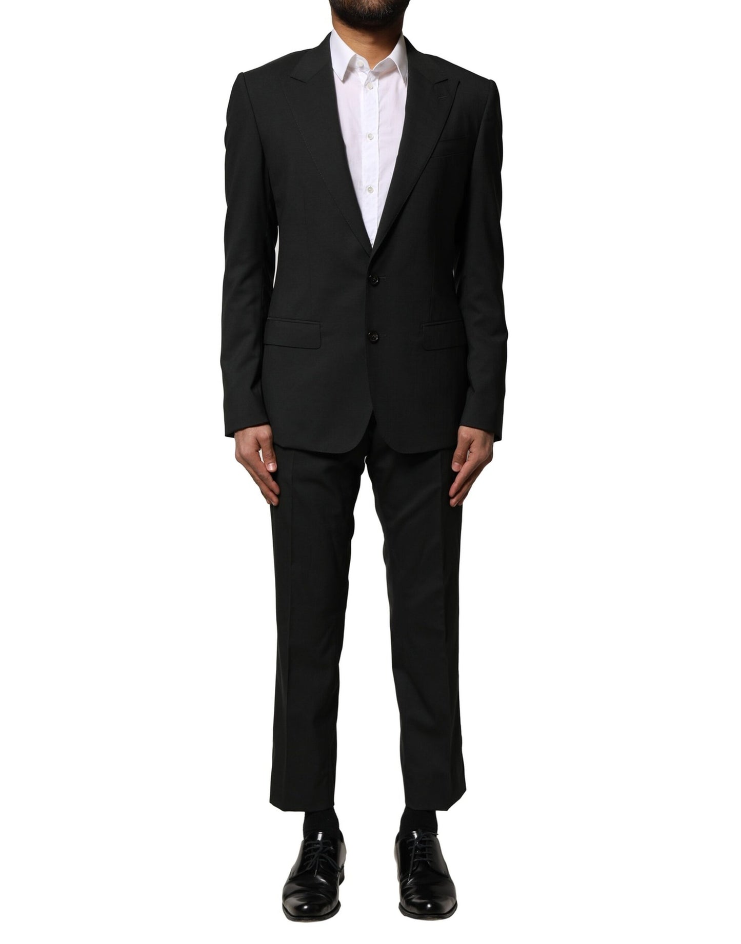 Dolce & Gabbana Black Wool 2 Piece Single Breasted Suit Dolce & Gabbana