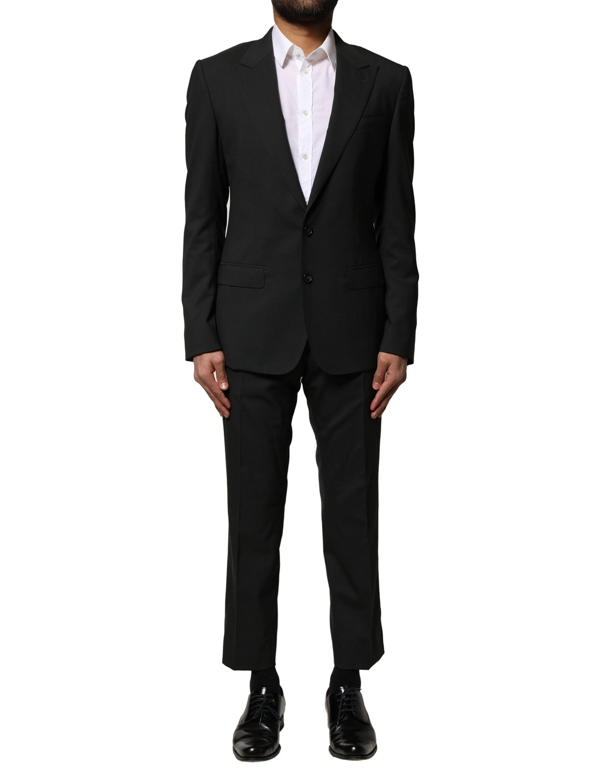 Dolce & Gabbana Black Wool 2 Piece Single Breasted Suit Dolce & Gabbana