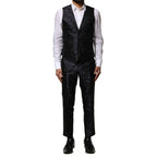 Dolce & Gabbana Black Jacquard 3 Piece Single Breasted Suit