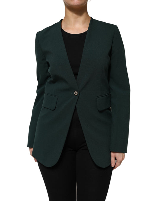Maison Margiela Green Single Breasted One Button Coat Jacket Maison Margiela