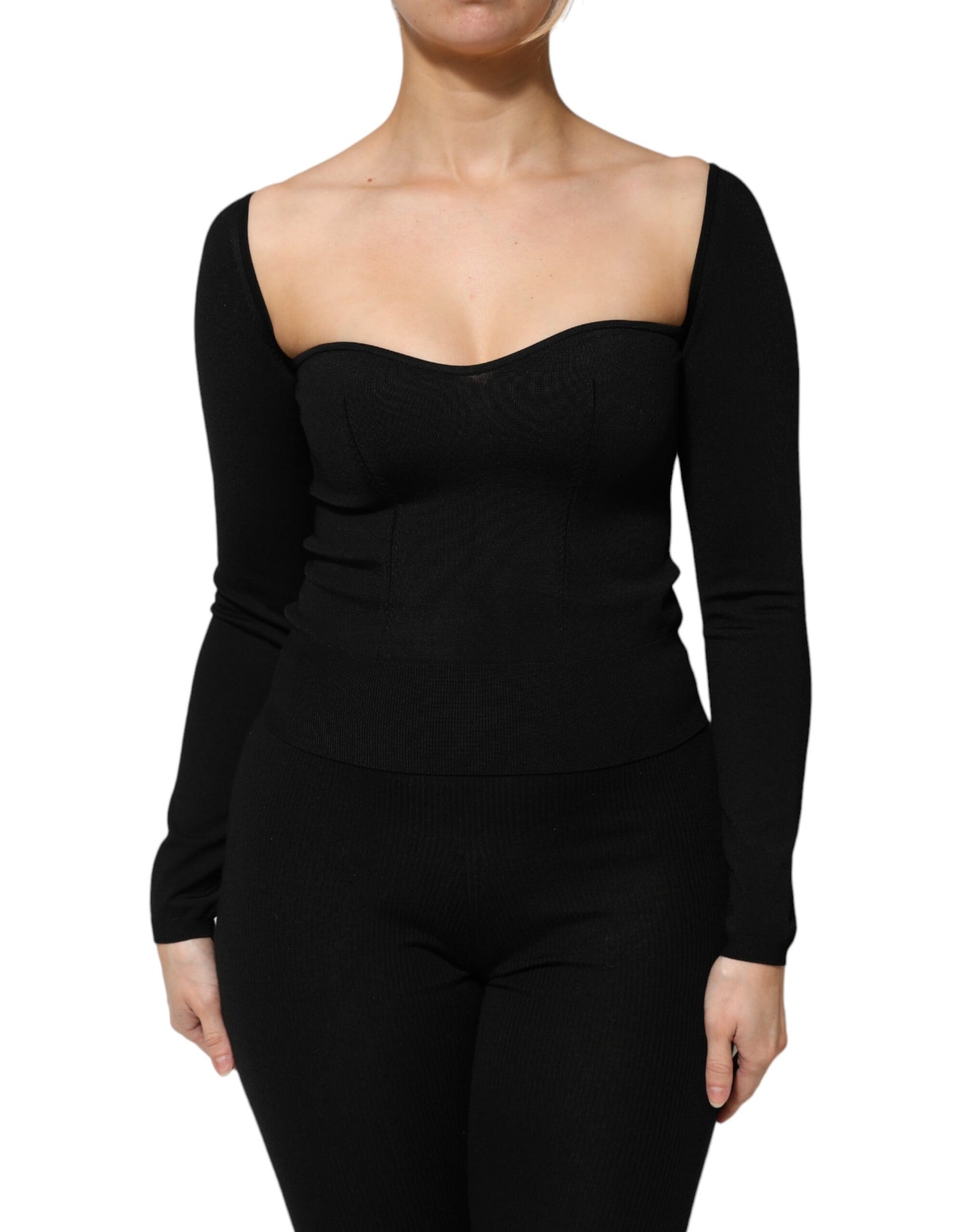 Dolce & Gabbana Black Viscose Long Sleeve Pullover Blouse Top Dolce & Gabbana