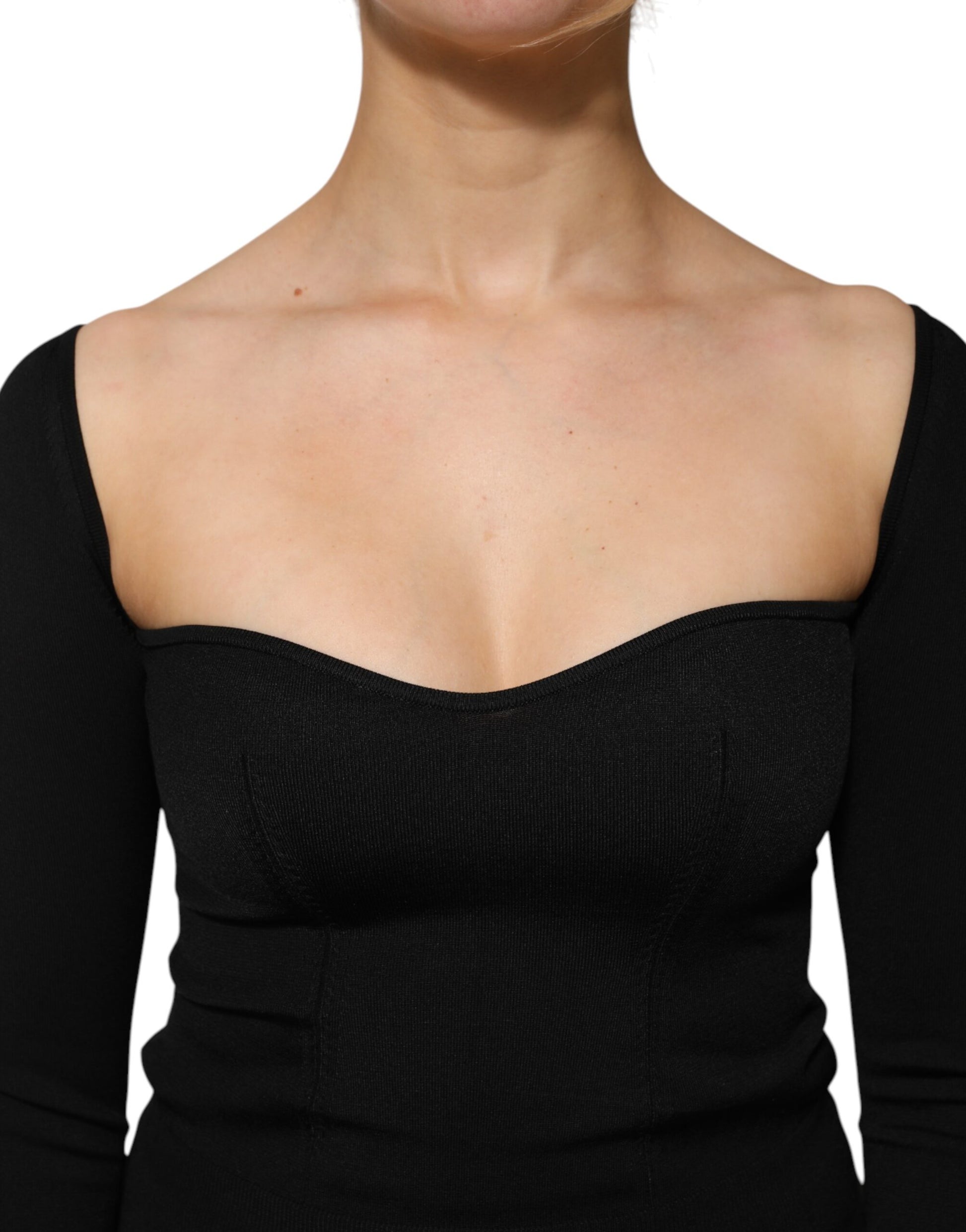 Dolce & Gabbana Black Viscose Long Sleeve Pullover Blouse Top Dolce & Gabbana