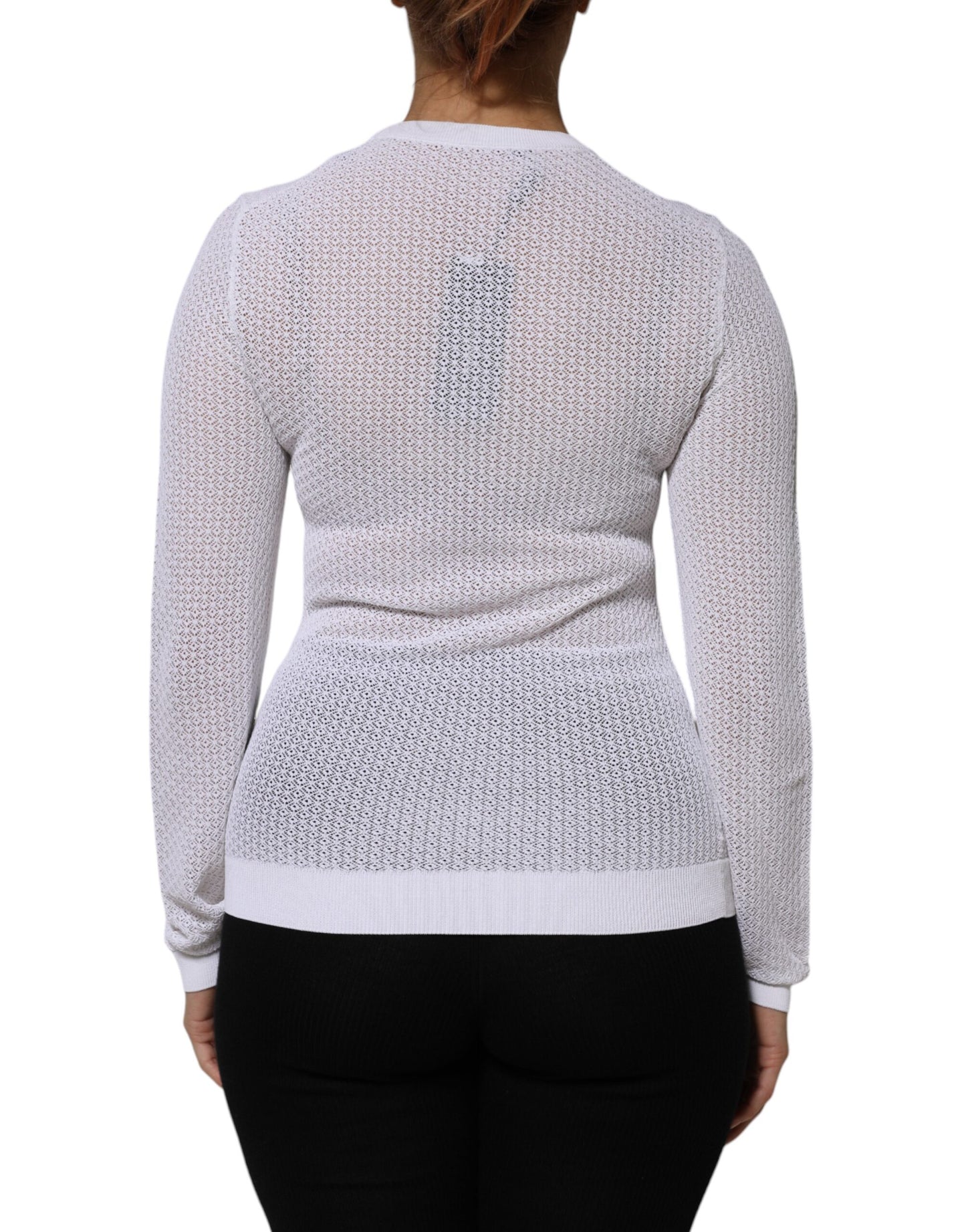 Dolce & Gabbana White Round Neck Long Sleeves Pullover Top Dolce & Gabbana