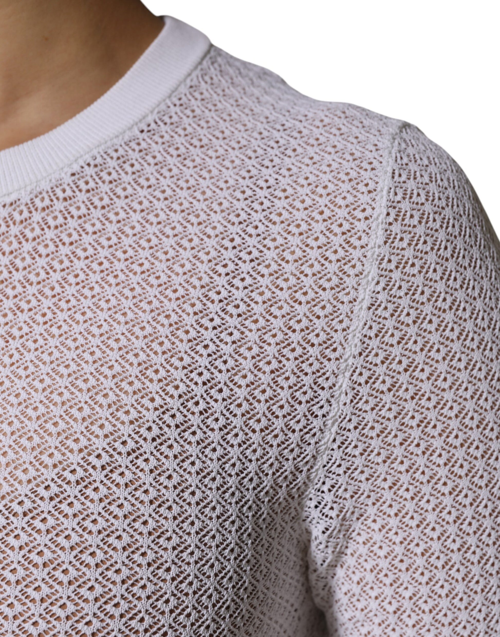 Dolce & Gabbana White Round Neck Long Sleeves Pullover Top Dolce & Gabbana