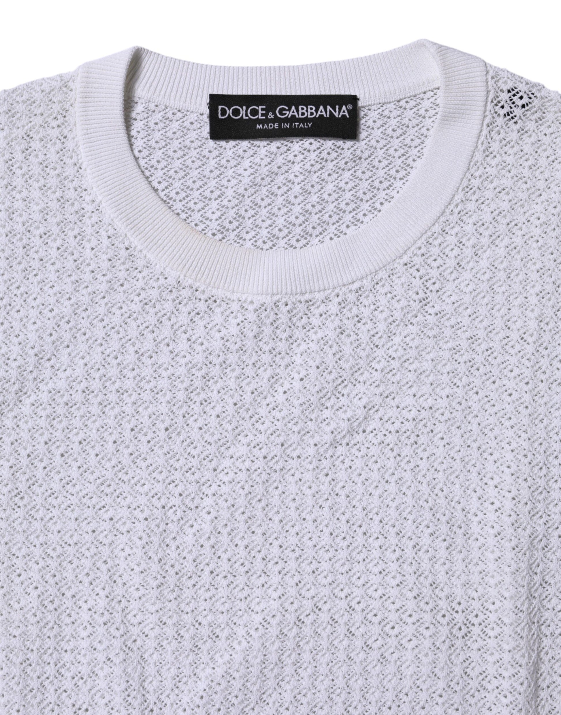 Dolce & Gabbana White Round Neck Long Sleeves Pullover Top Dolce & Gabbana