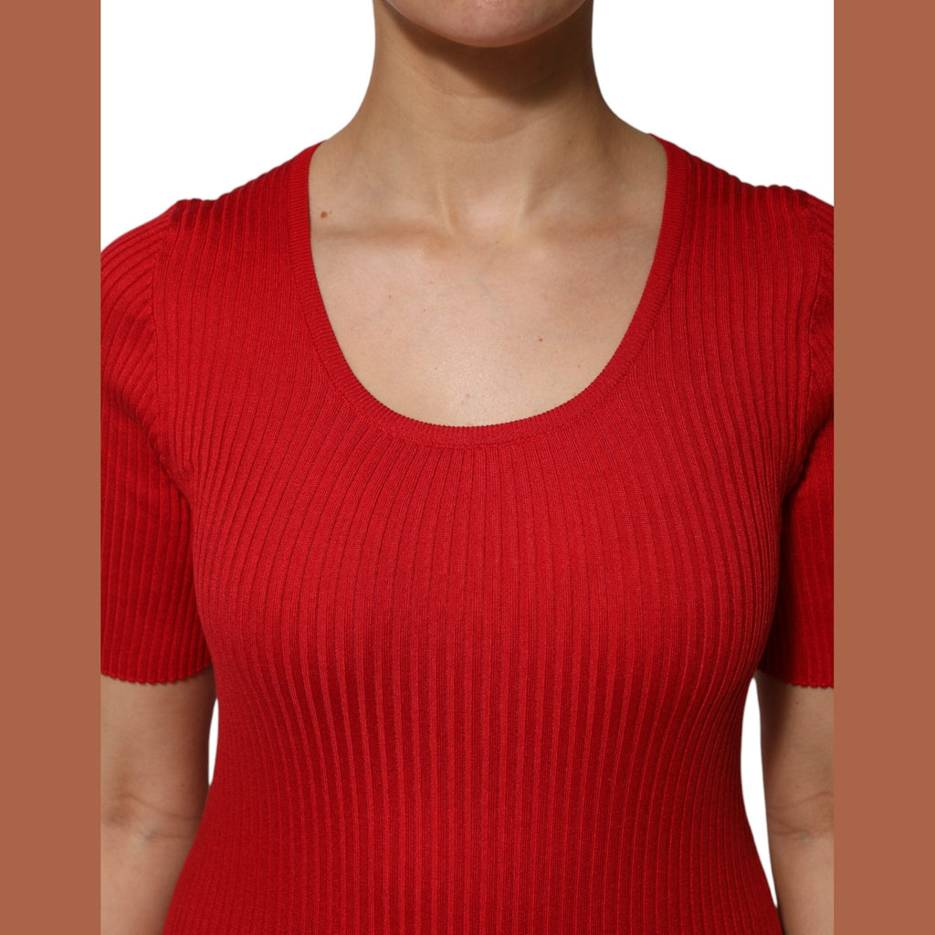 Dolce & Gabbana Red Round Neck Short Sleeves Pullover Top