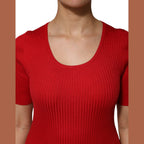 Dolce & Gabbana Red Round Neck Short Sleeves Pullover Top