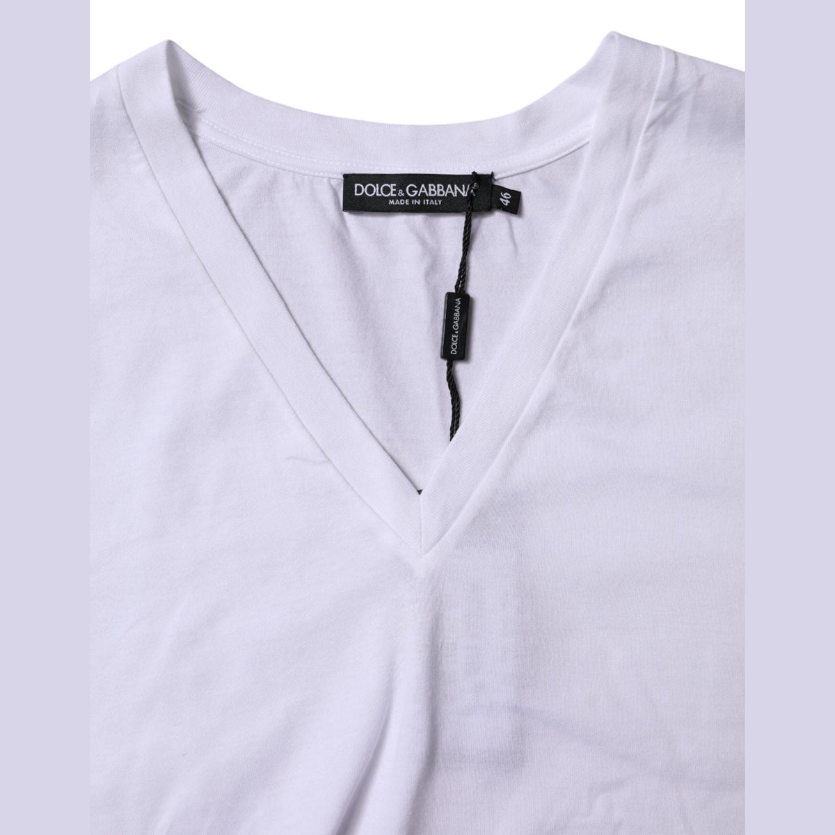 Dolce & Gabbana White Cotton Short Sleeves V-neck T-shirt