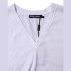 Dolce & Gabbana White Cotton Short Sleeves V-neck T-shirt