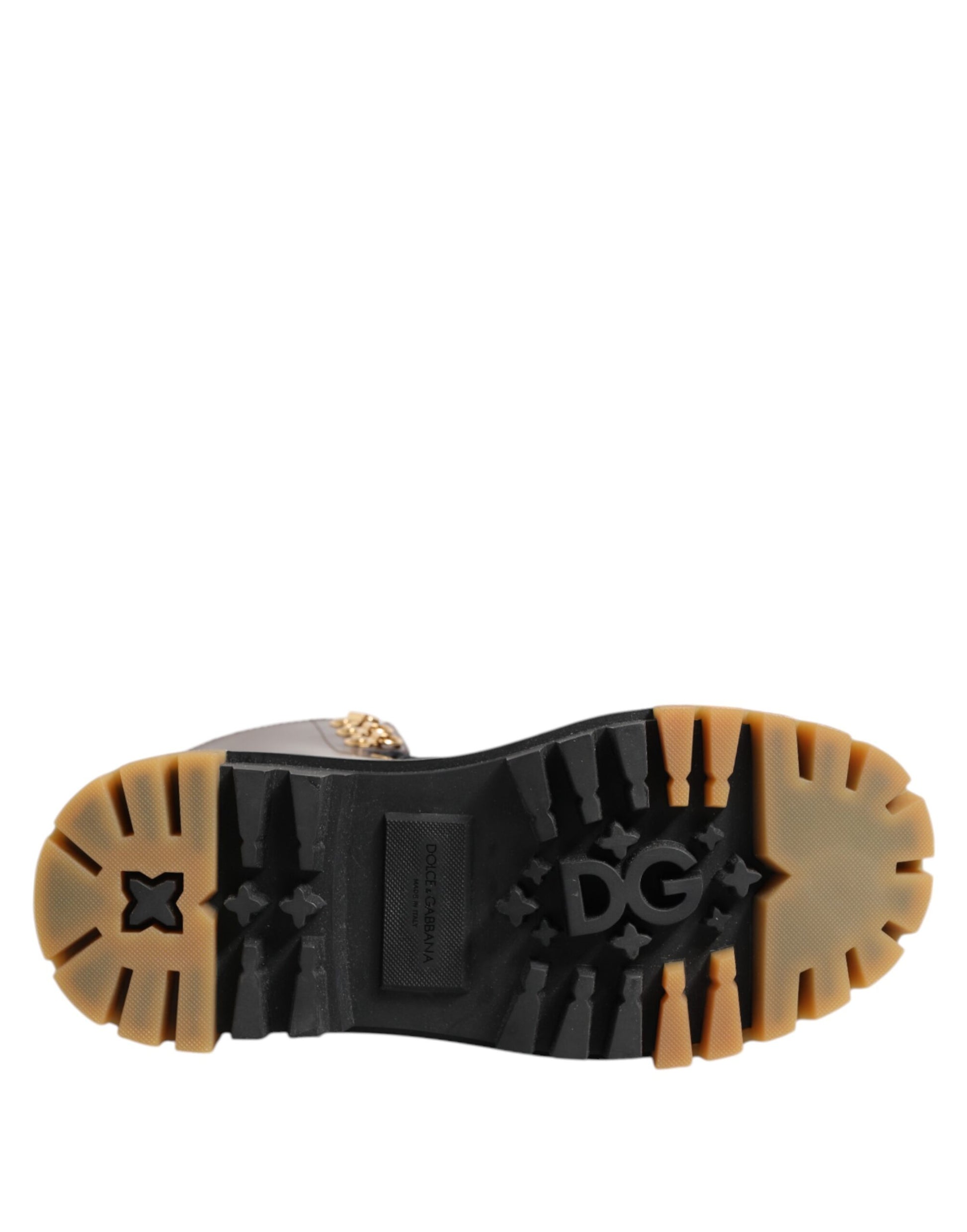 Dolce & Gabbana Brown Black Leather Boots Zipper Lace Up Shoes Dolce & Gabbana