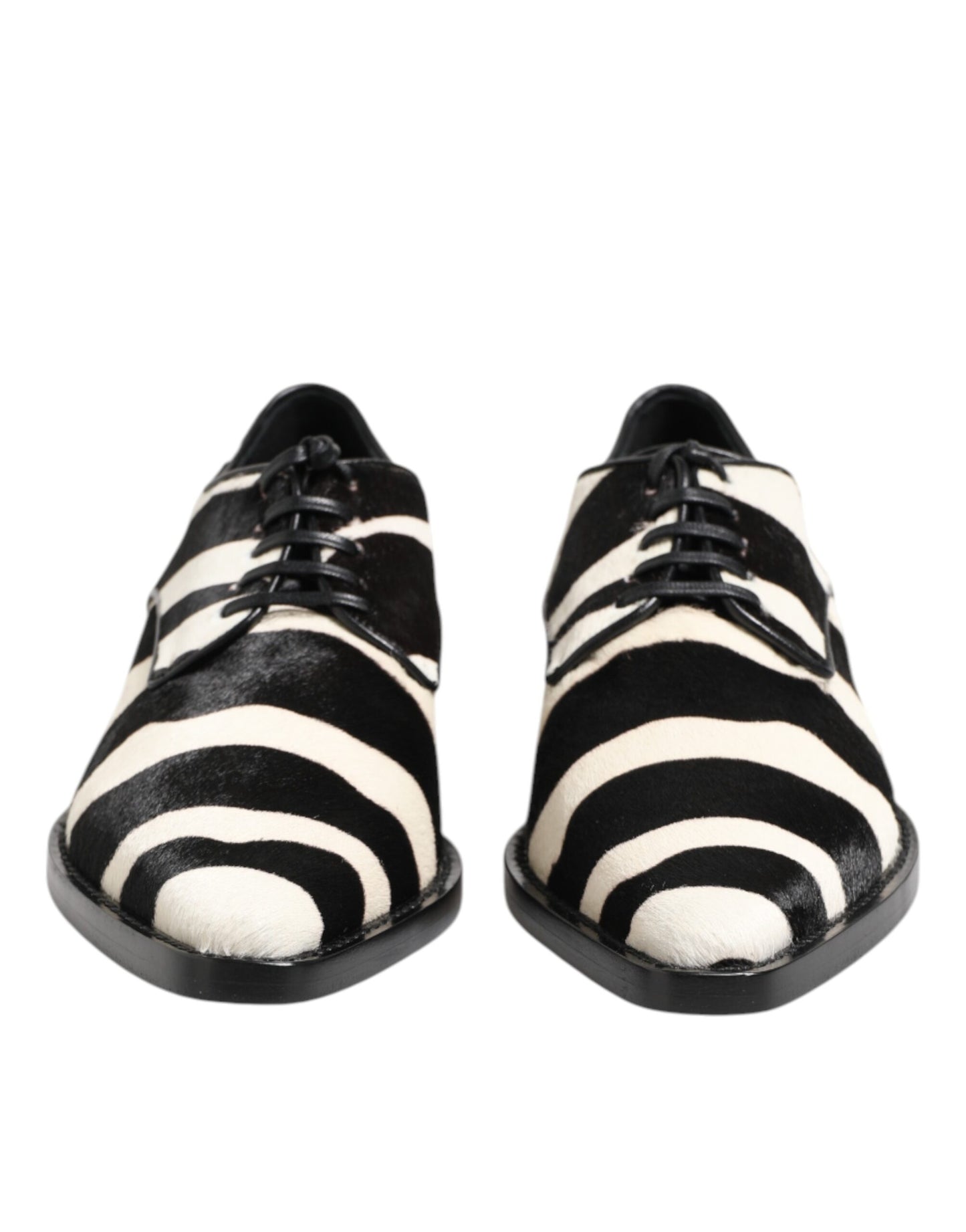Dolce & Gabbana Black White Zebra Pony Fur Dress Shoes Dolce & Gabbana