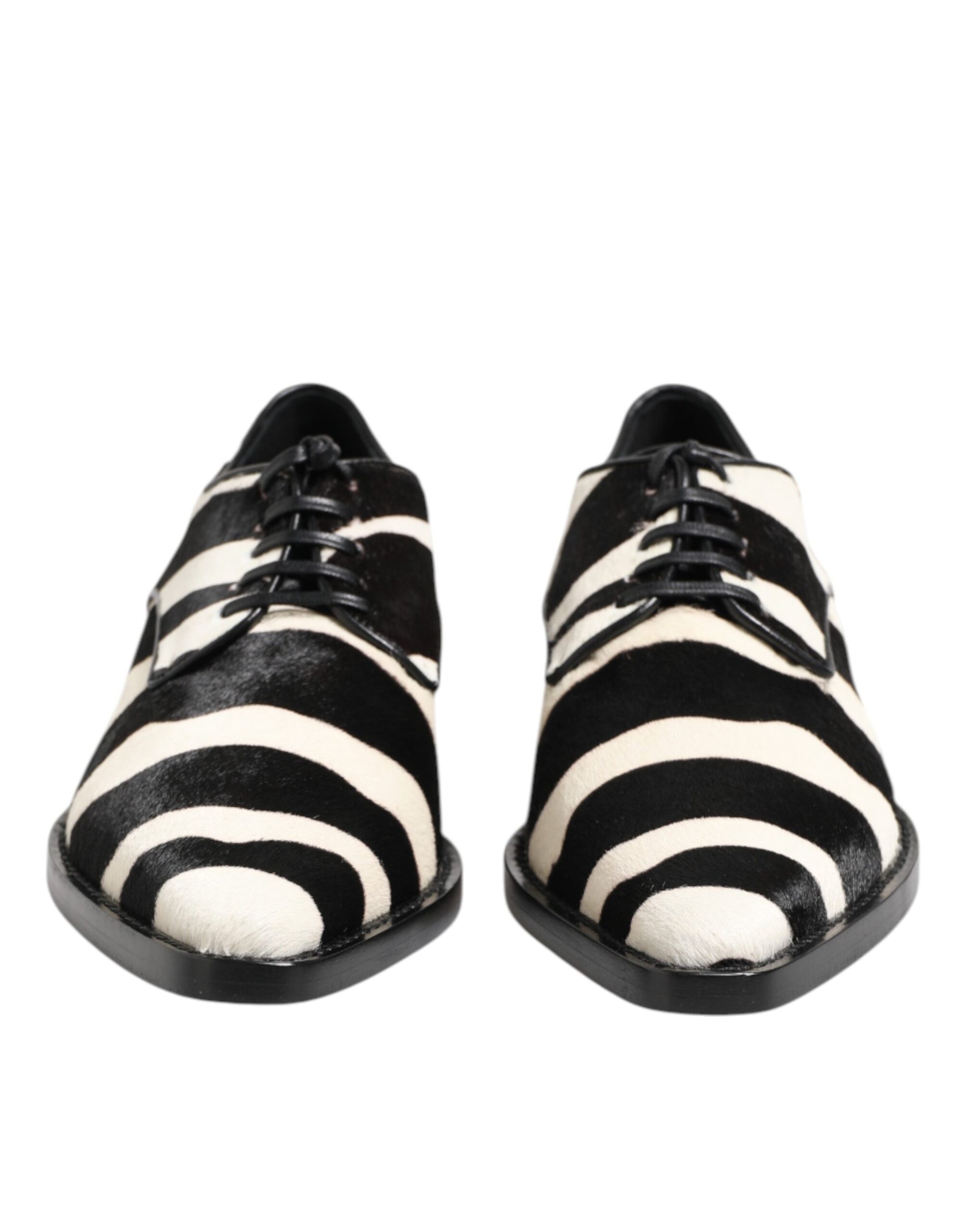 Dolce & Gabbana Black White Zebra Pony Fur Dress Shoes Dolce & Gabbana