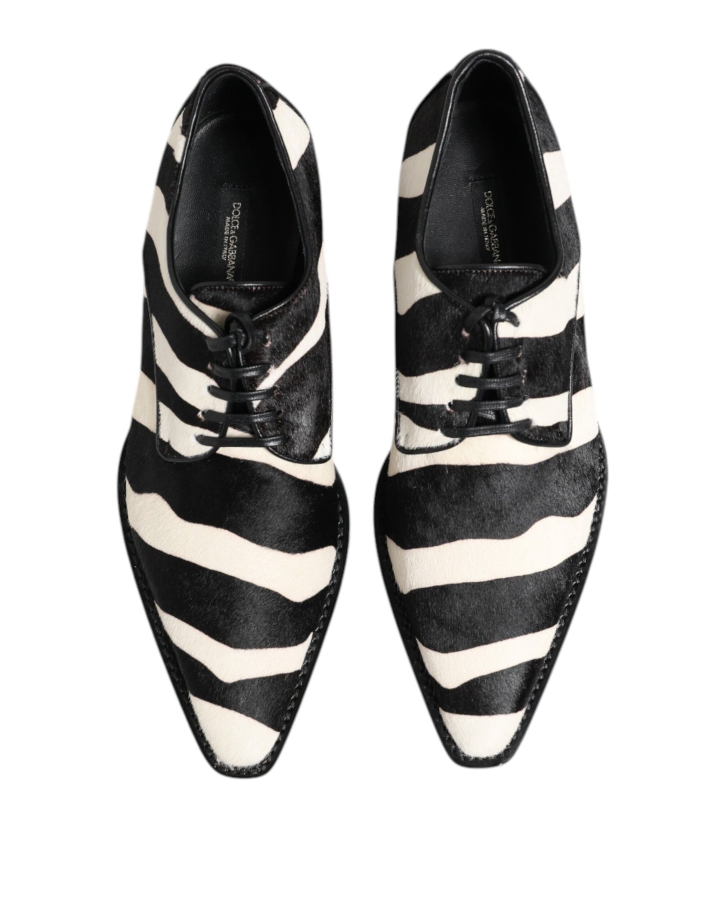 Dolce & Gabbana Black White Zebra Pony Fur Dress Shoes Dolce & Gabbana