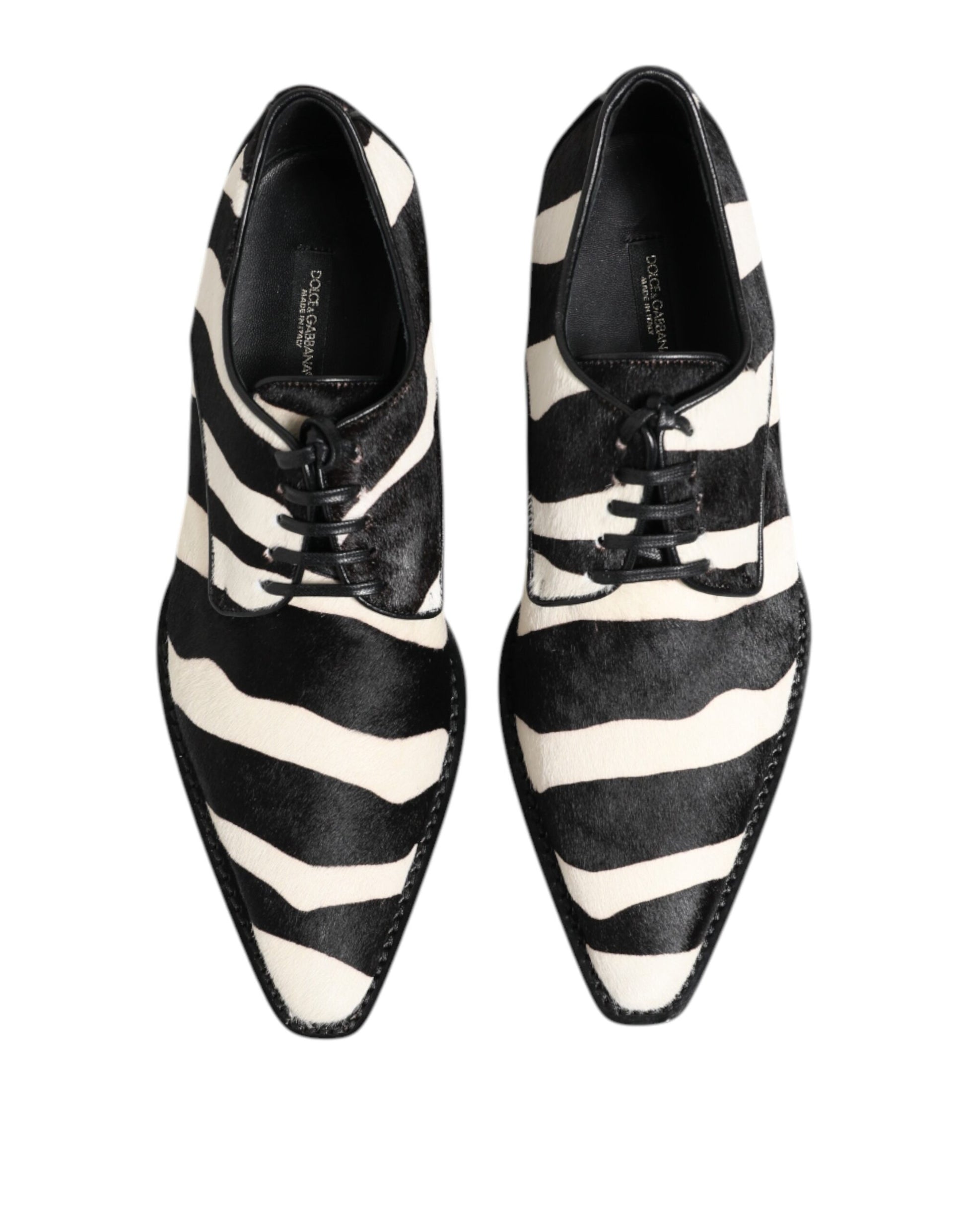 Dolce & Gabbana Black White Zebra Pony Fur Dress Shoes Dolce & Gabbana