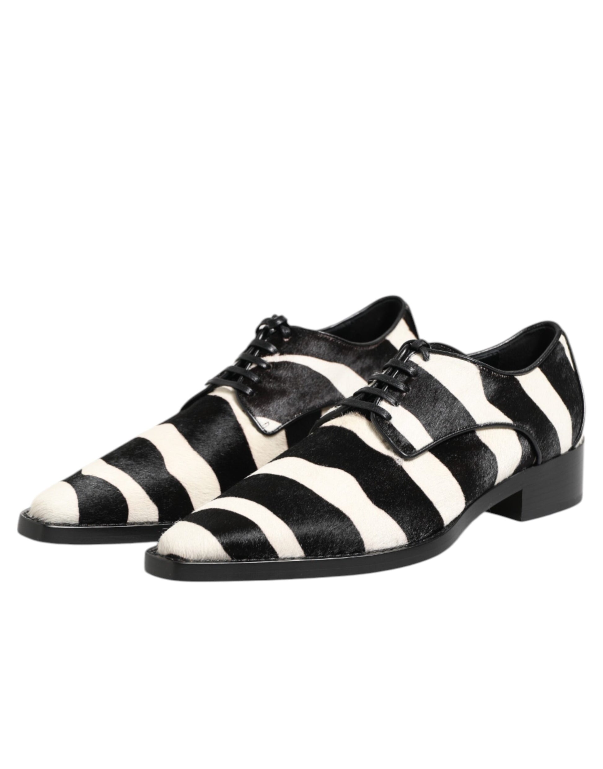 Dolce & Gabbana Black White Zebra Pony Fur Dress Shoes Dolce & Gabbana