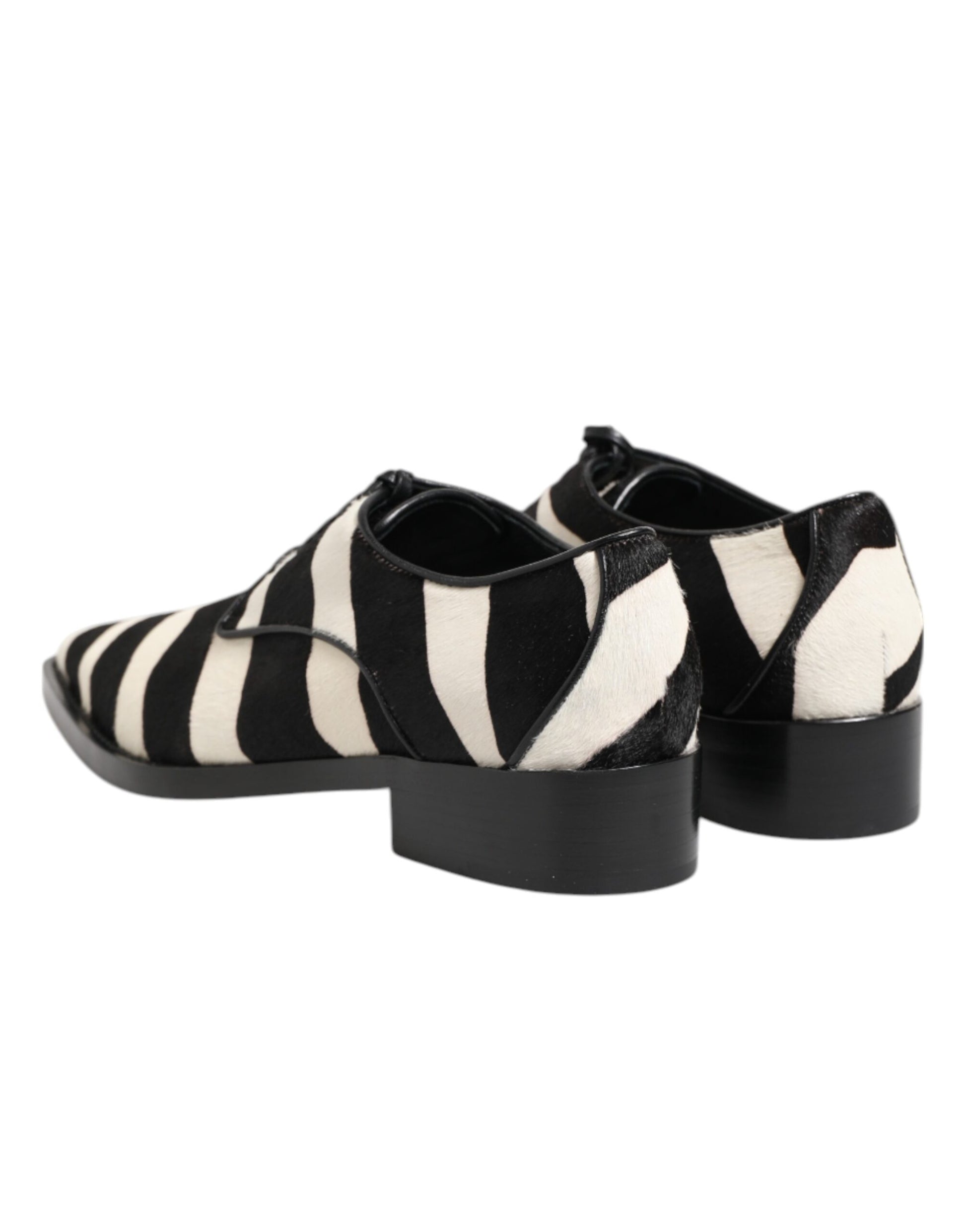 Dolce & Gabbana Black White Zebra Pony Fur Dress Shoes Dolce & Gabbana