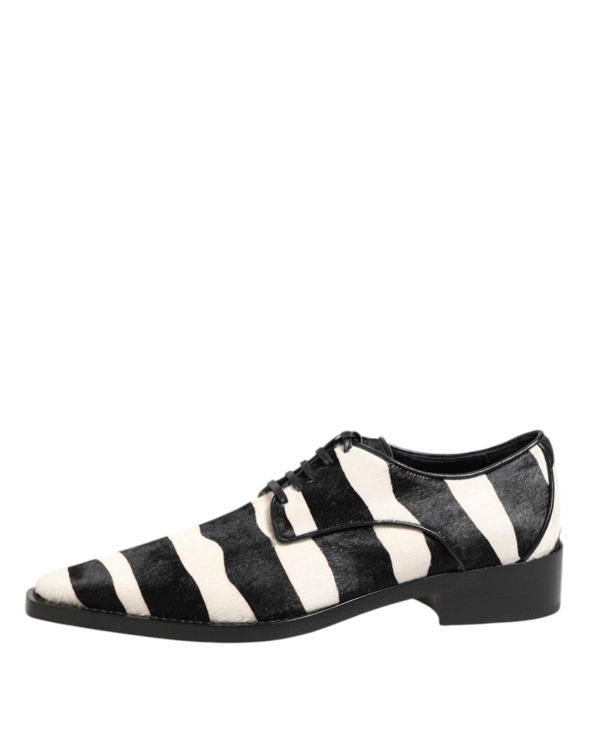 Dolce & Gabbana Black White Zebra Pony Fur Dress Shoes Dolce & Gabbana
