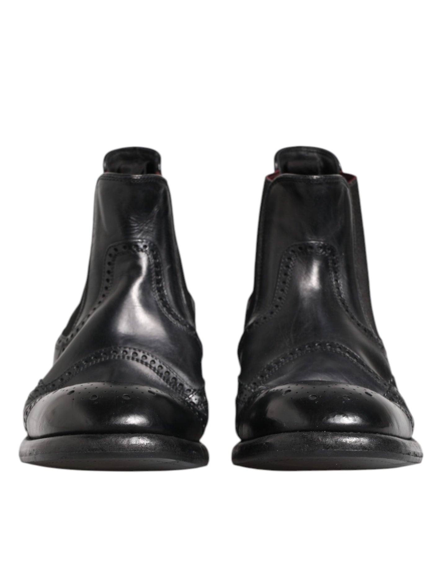 Dolce & Gabbana Black Leather Ankle Boots Slip On Shoes Dolce & Gabbana