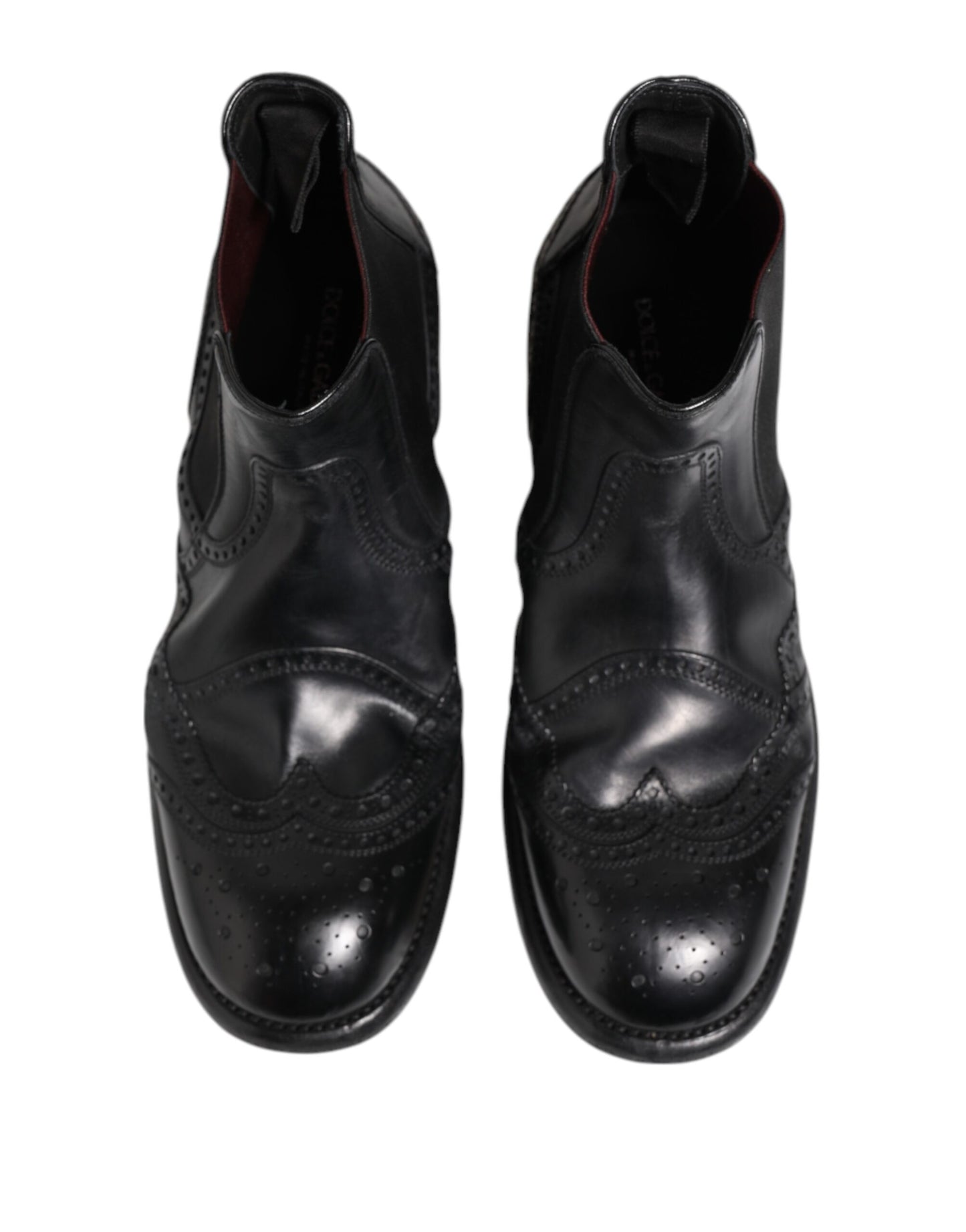 Dolce & Gabbana Black Leather Ankle Boots Slip On Shoes Dolce & Gabbana