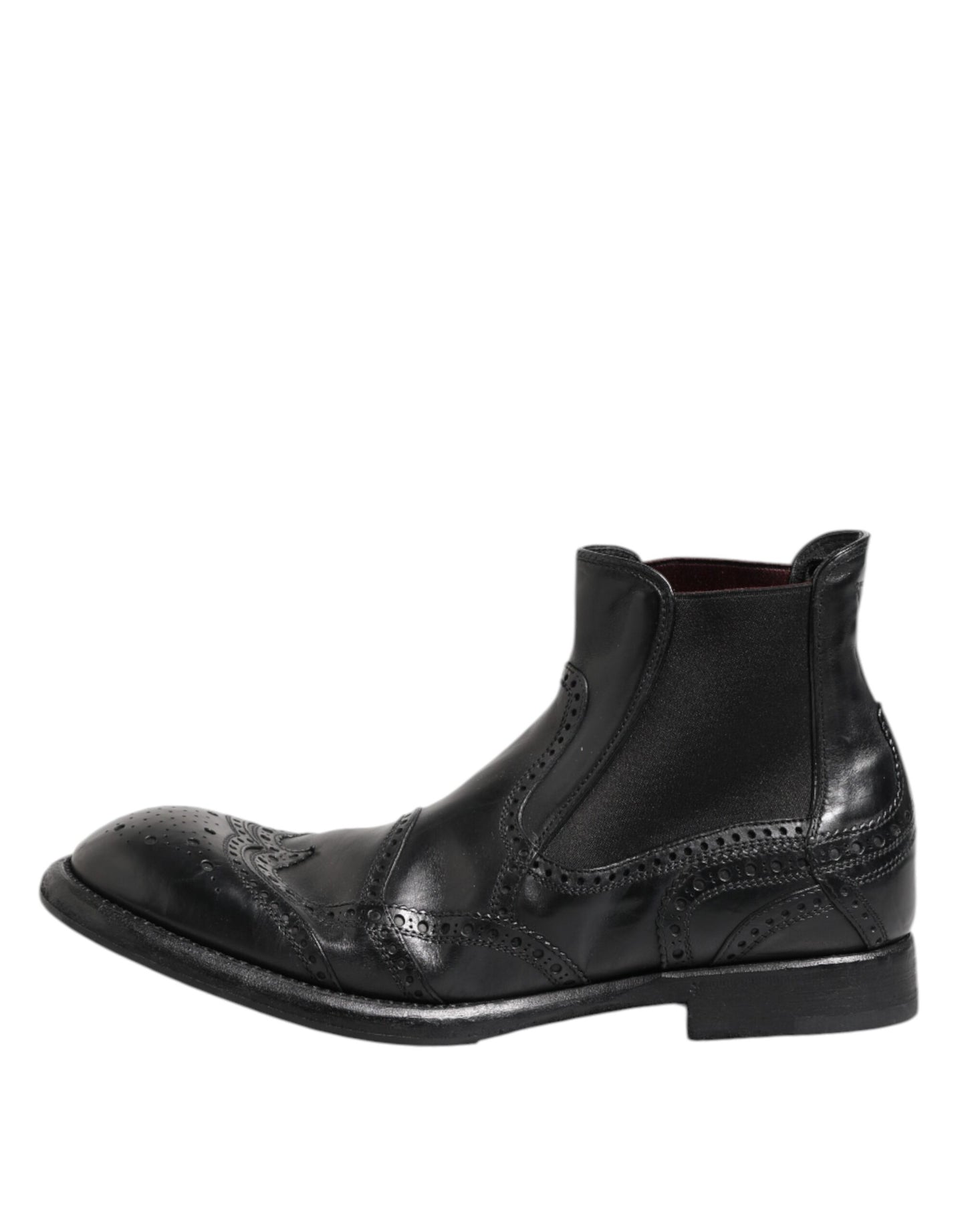 Dolce & Gabbana Black Leather Ankle Boots Slip On Shoes Dolce & Gabbana