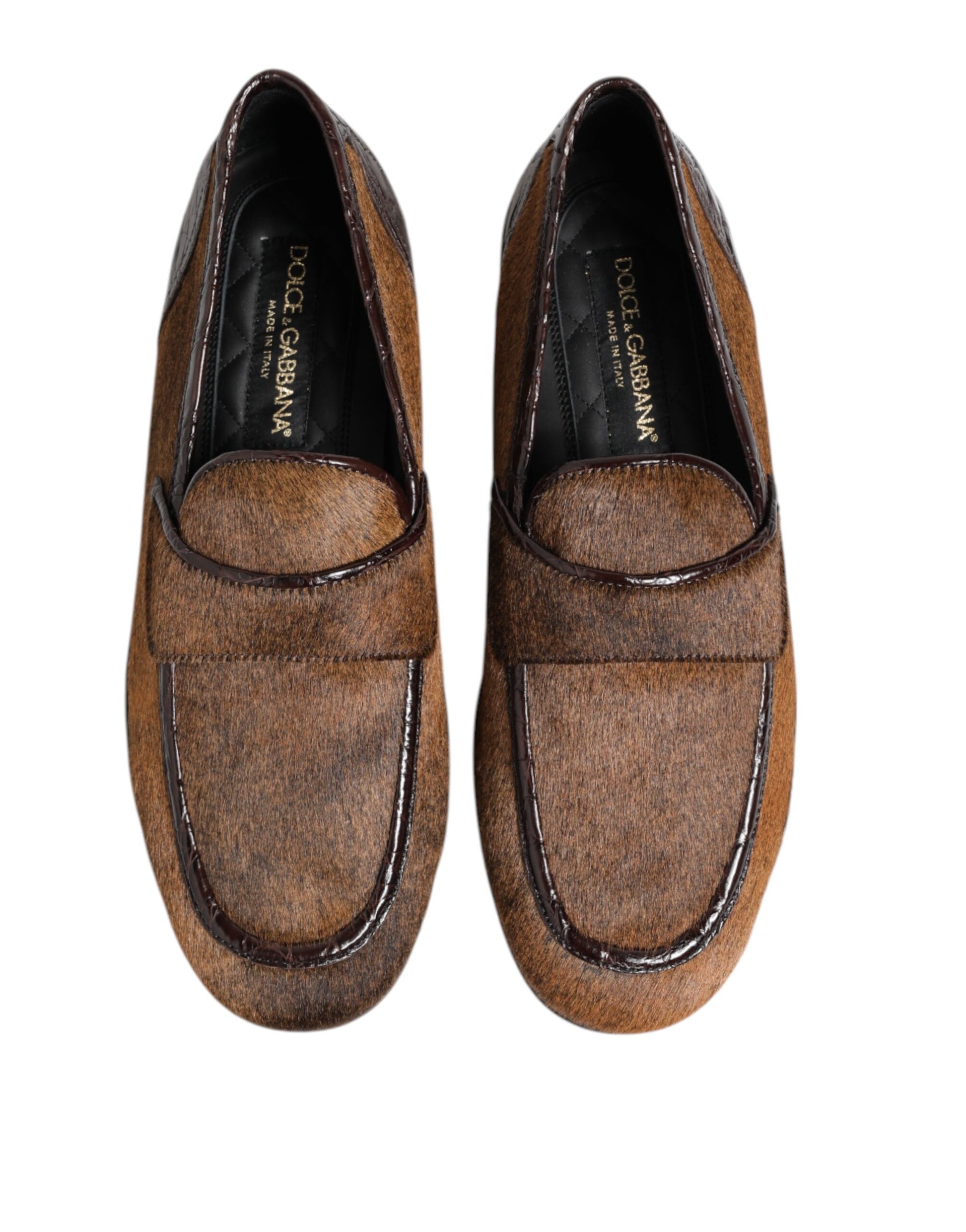 Dolce & Gabbana Brown Loafers Leather Slip On Men Dress Shoes Dolce & Gabbana