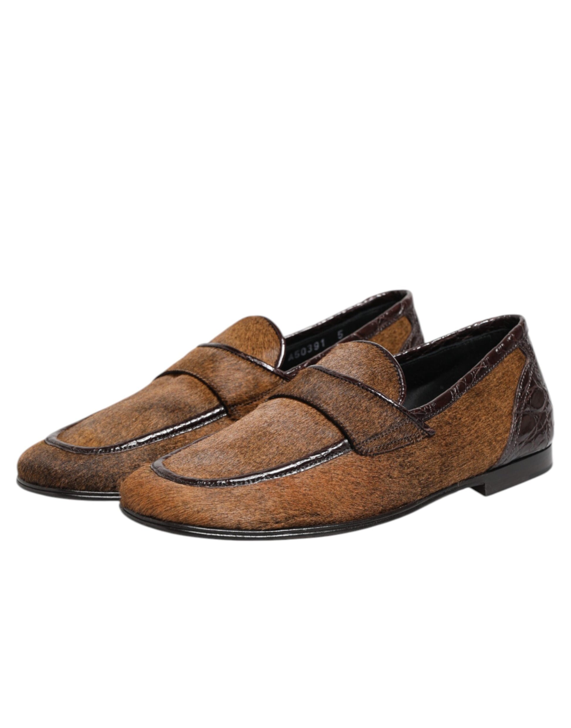 Dolce & Gabbana Brown Loafers Leather Slip On Men Dress Shoes Dolce & Gabbana