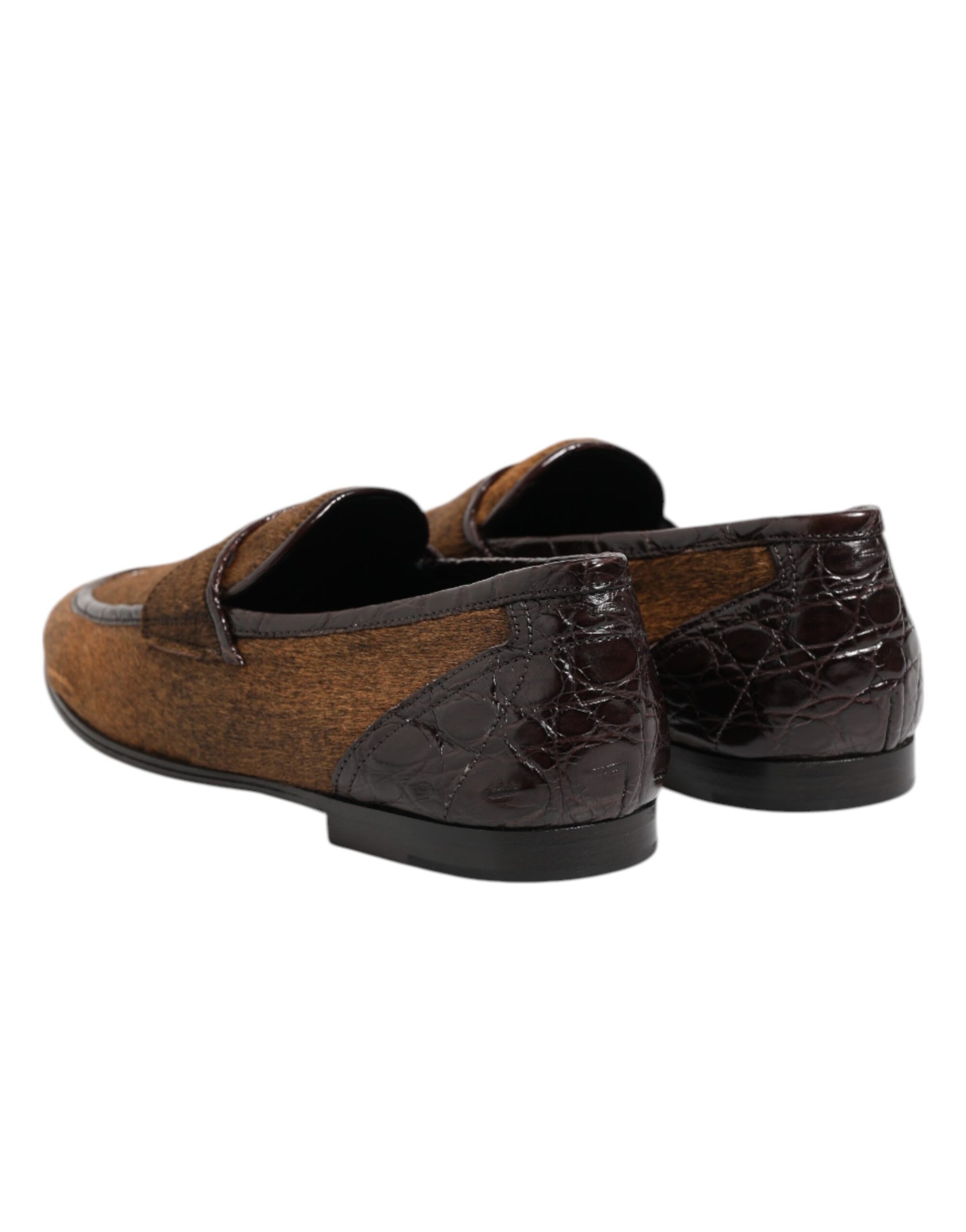 Dolce & Gabbana Brown Loafers Leather Slip On Men Dress Shoes Dolce & Gabbana