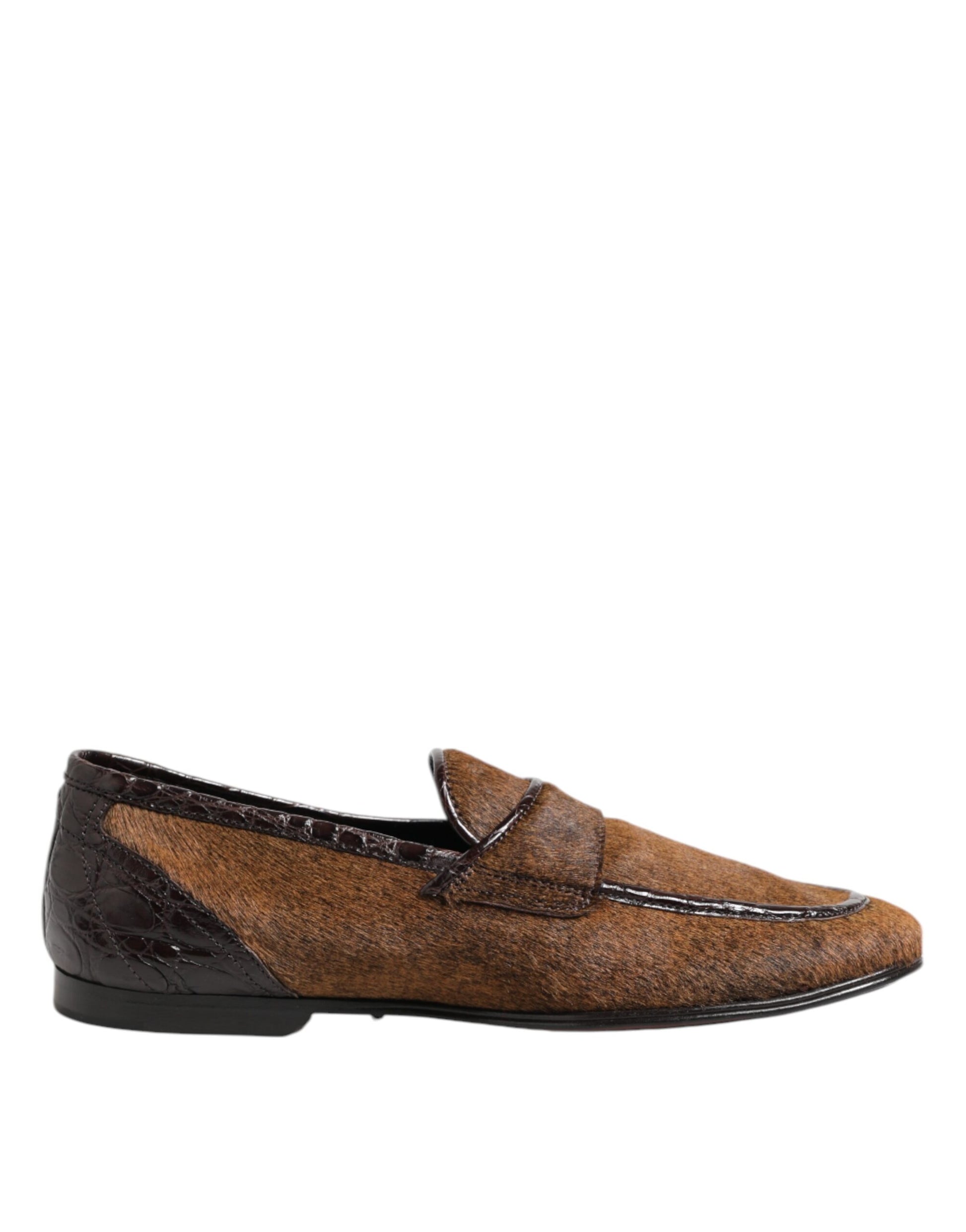 Dolce & Gabbana Brown Loafers Leather Slip On Men Dress Shoes Dolce & Gabbana