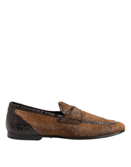 Dolce & Gabbana Brown Loafers Leather Slip On Men Dress Shoes Dolce & Gabbana