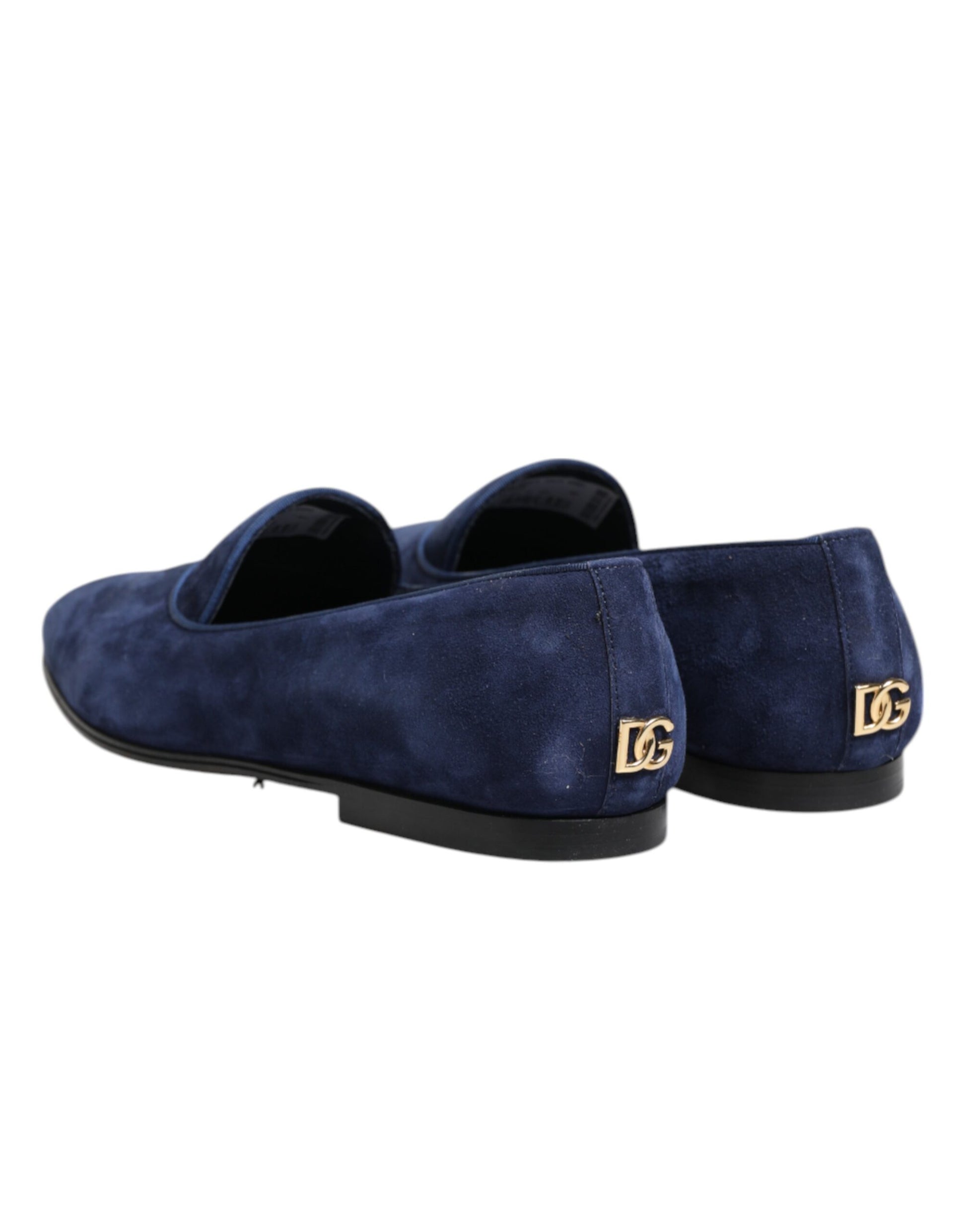 Dolce & Gabbana Blue Velvet DG Logo Loafers Formal Shoes Dolce & Gabbana