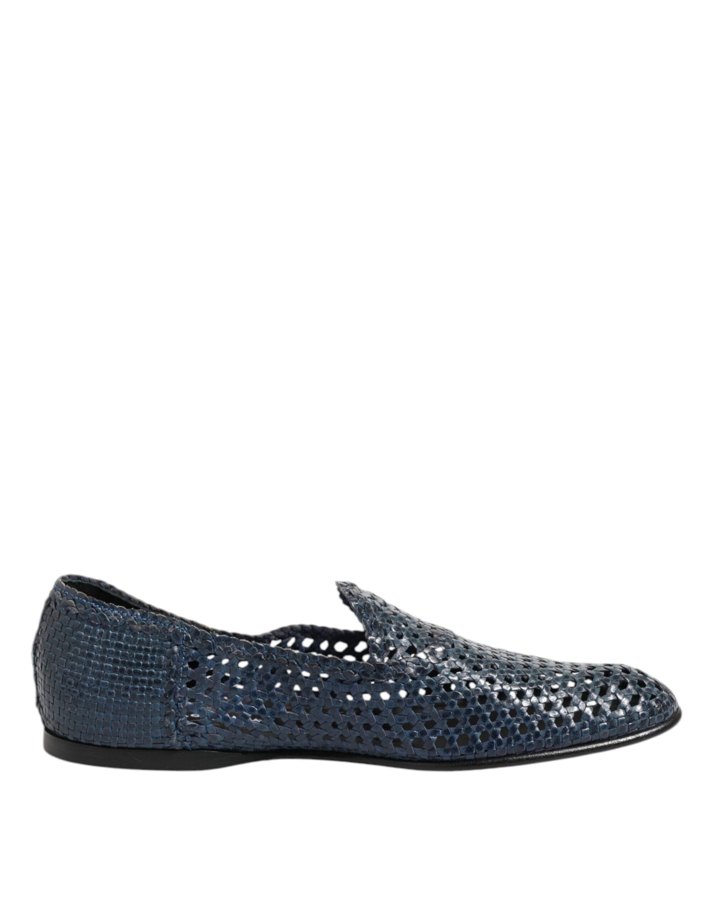 Dolce & Gabbana Blue Woven Leather Slip On Loafers Shoes Dolce & Gabbana