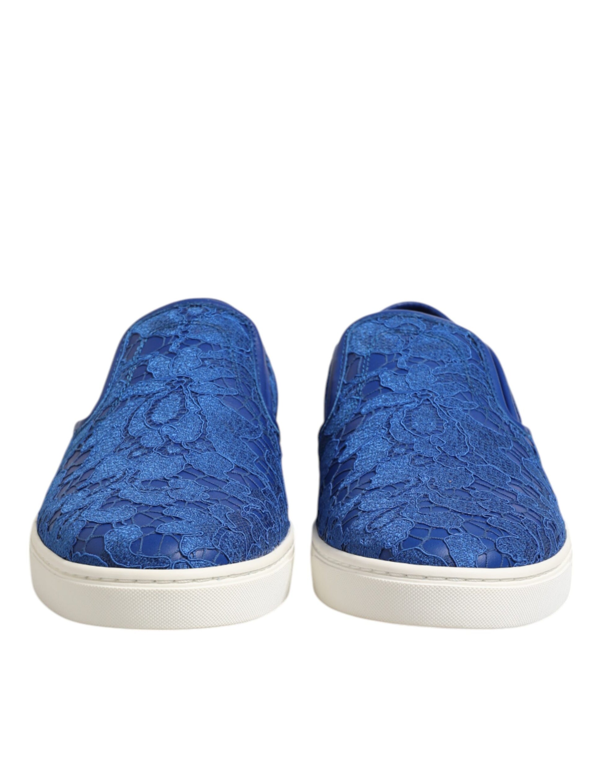 Dolce & Gabbana Blue Leather Lace Slip On Sneaker Shoes Dolce & Gabbana