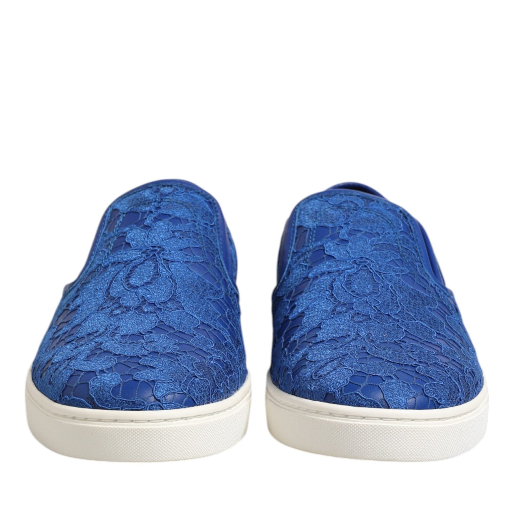 Dolce & Gabbana Blue Leather Lace Slip On Sneaker Shoes