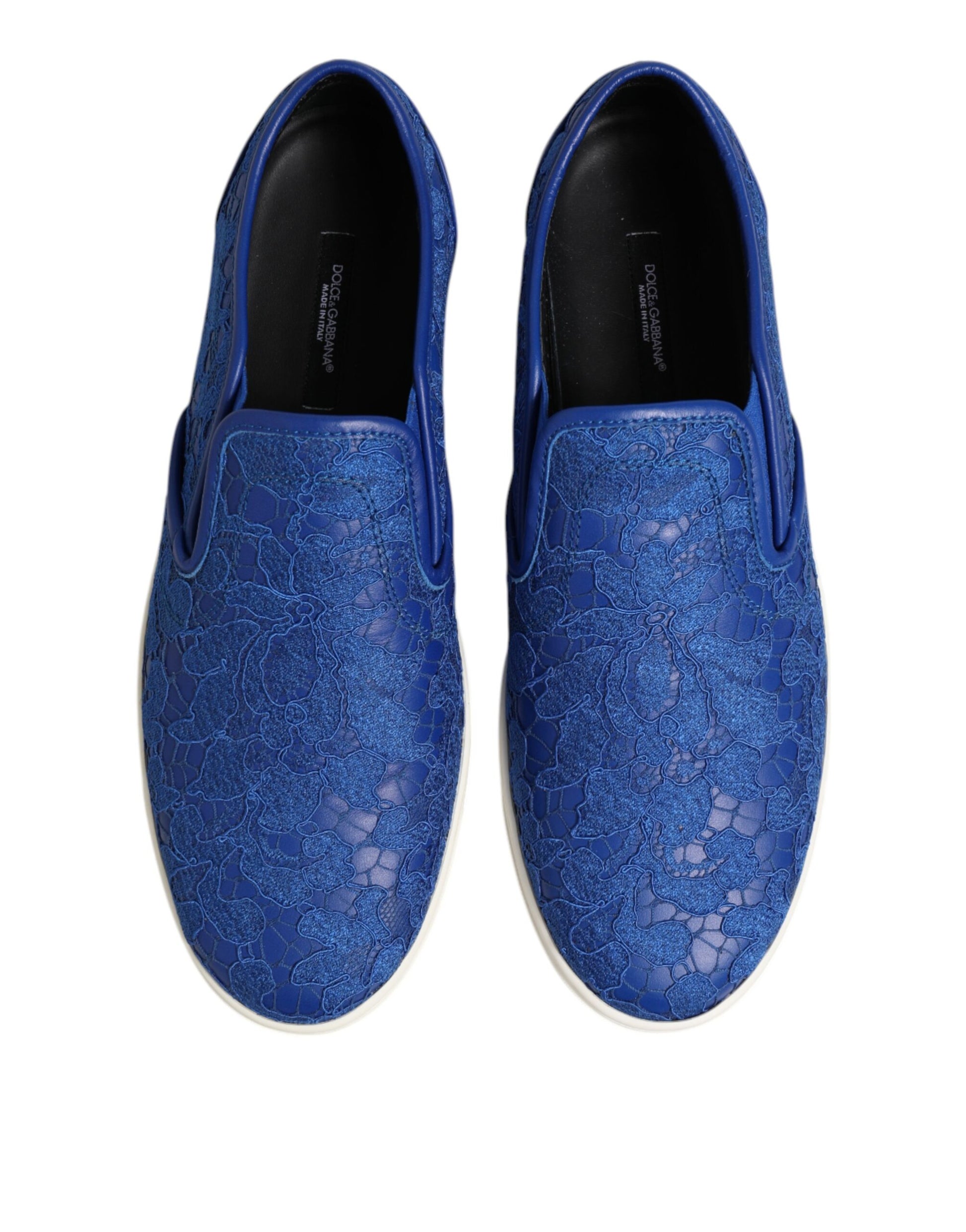 Dolce & Gabbana Blue Leather Lace Slip On Sneaker Shoes Dolce & Gabbana