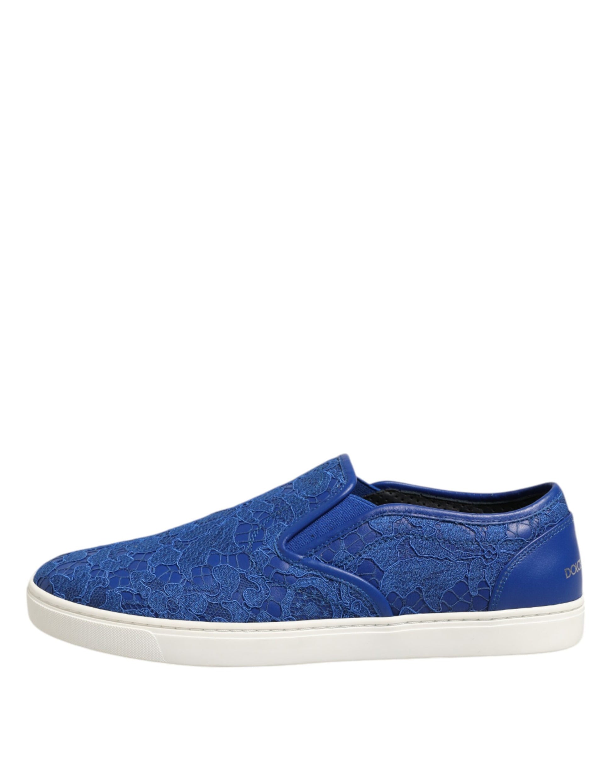 Dolce & Gabbana Blue Leather Lace Slip On Sneaker Shoes Dolce & Gabbana