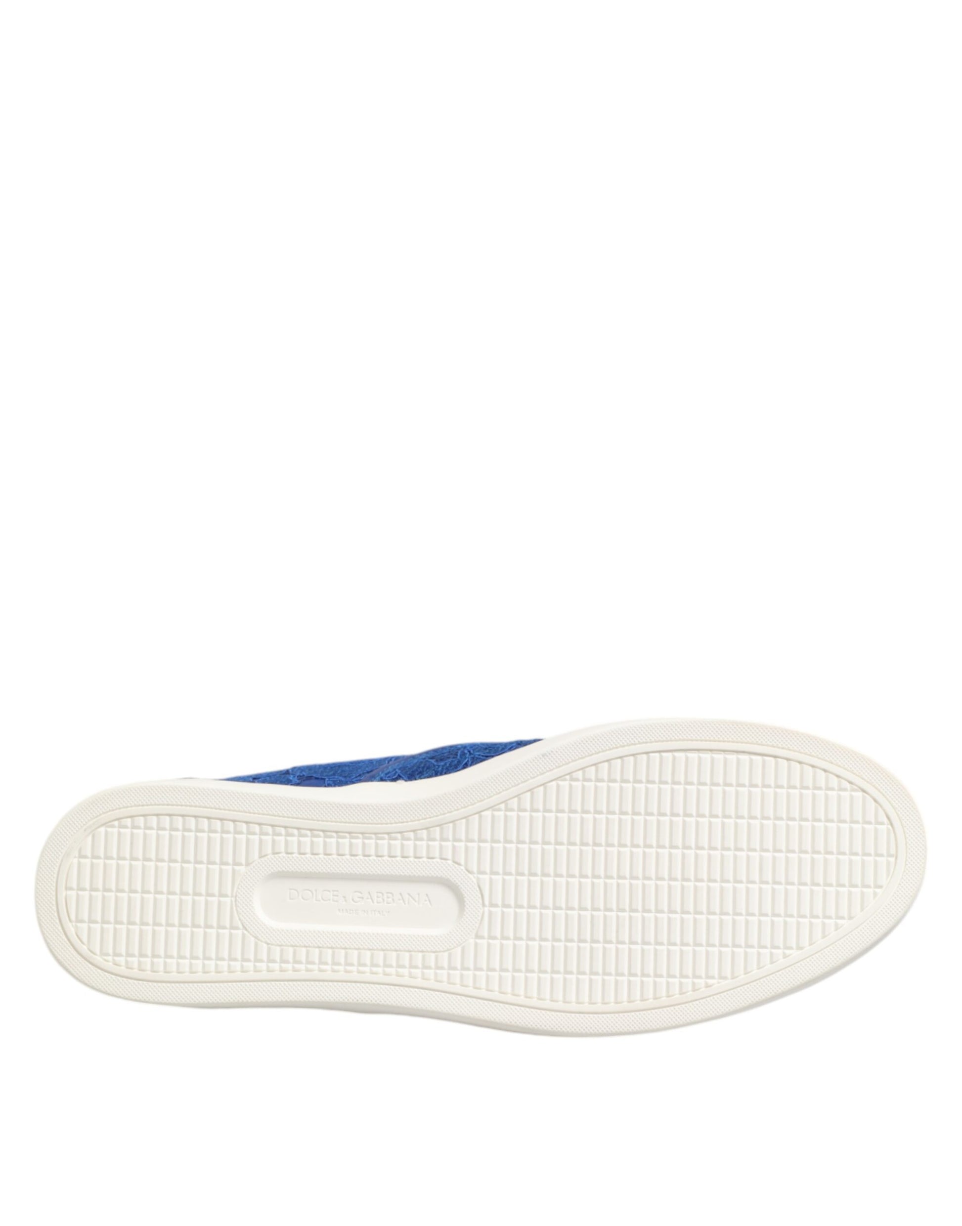 Dolce & Gabbana Blue Leather Lace Slip On Sneaker Shoes Dolce & Gabbana