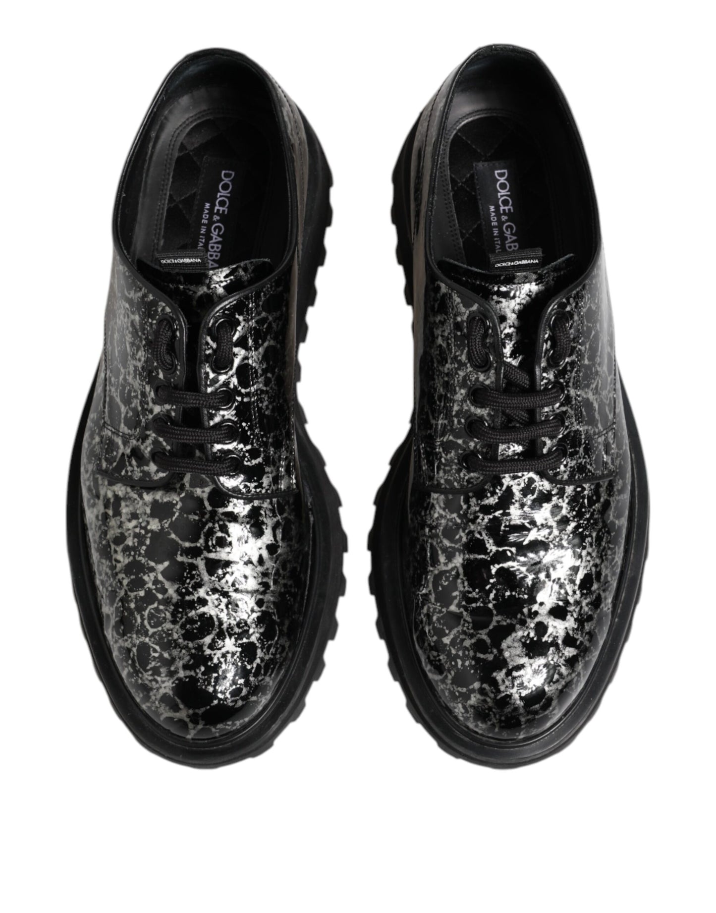 Dolce & Gabbana Black White Calfskin Chunky Derby Shoes Dolce & Gabbana