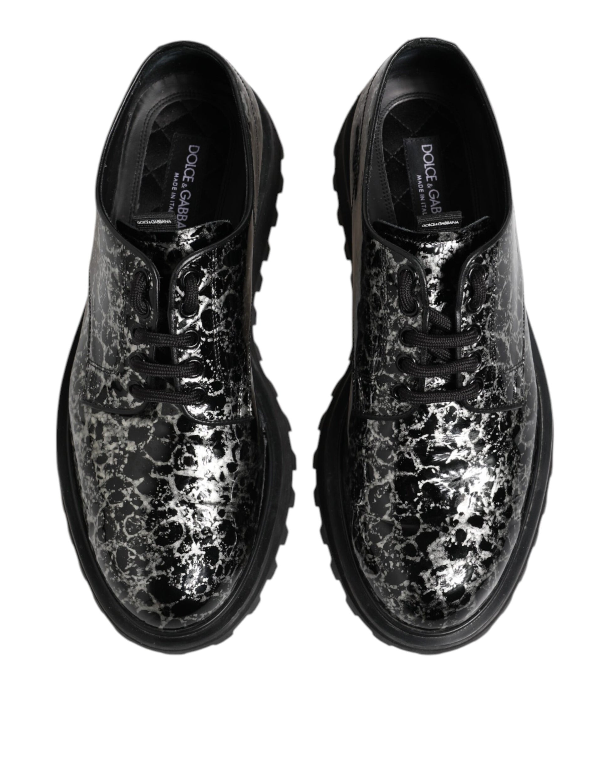 Dolce & Gabbana Black White Calfskin Chunky Derby Shoes Dolce & Gabbana