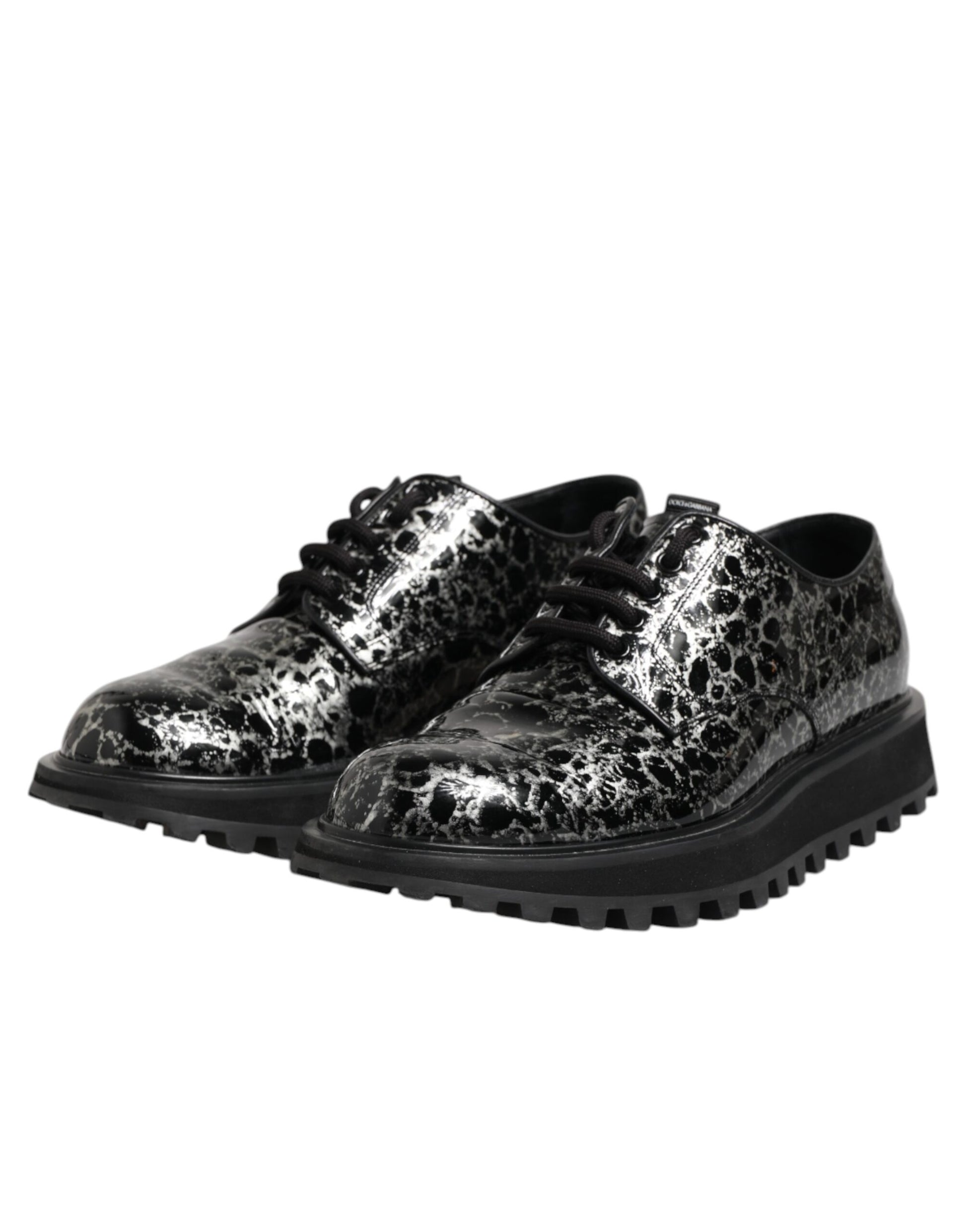 Dolce & Gabbana Black White Calfskin Chunky Derby Shoes Dolce & Gabbana