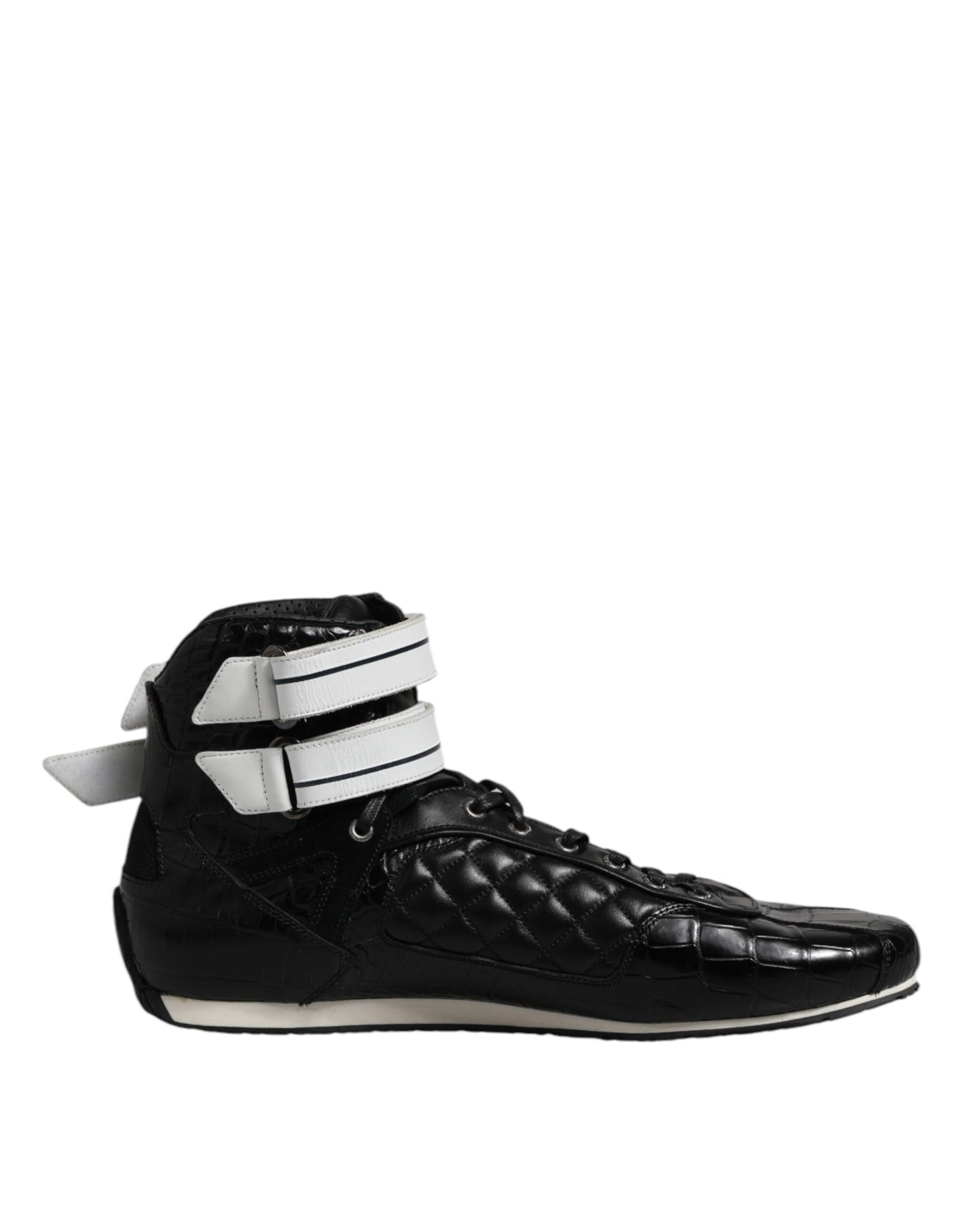 Dolce & Gabbana Black Quilted Leather Lace Up Sneakers Shoes Dolce & Gabbana